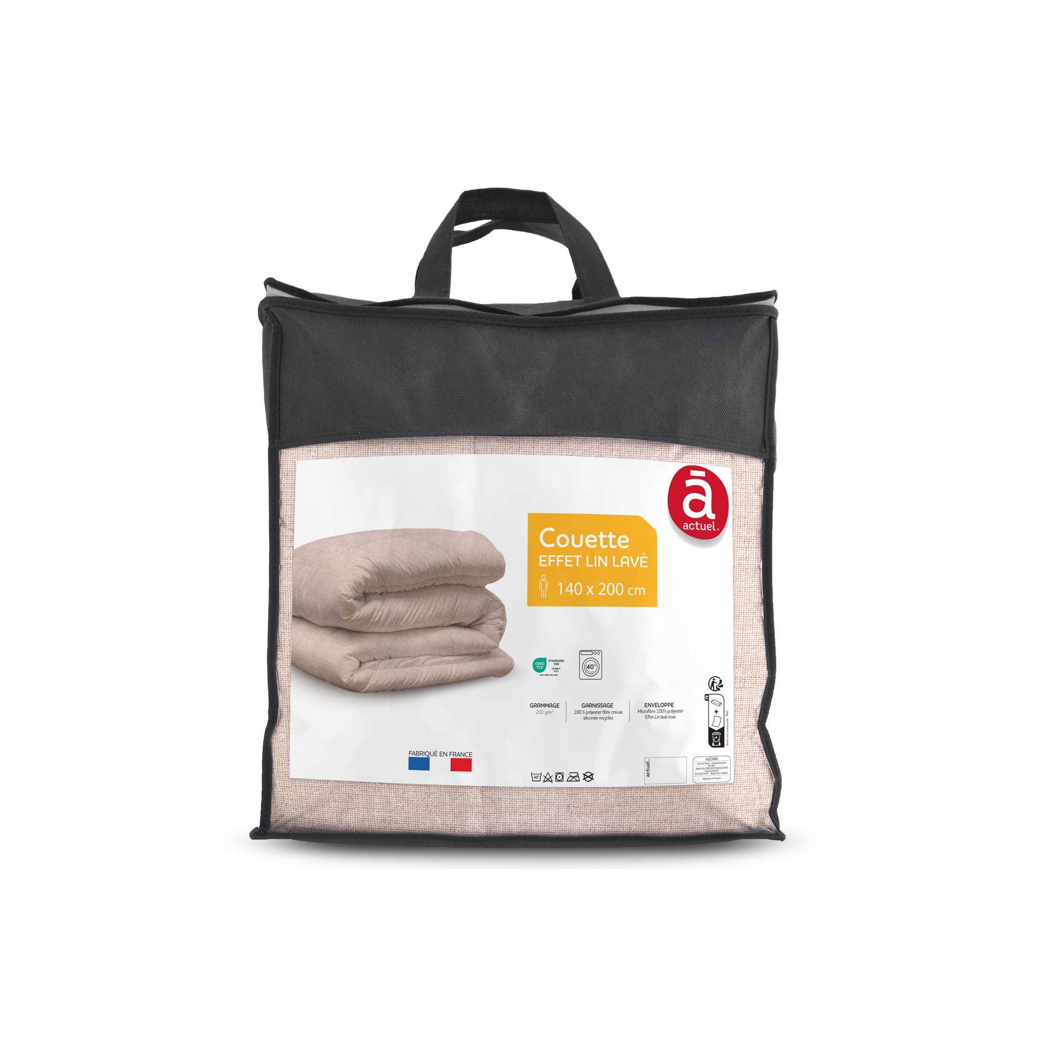 ACTUEL Couette légère effet lin lavé 200g/m² Rose. Coloris disponibles : Rose