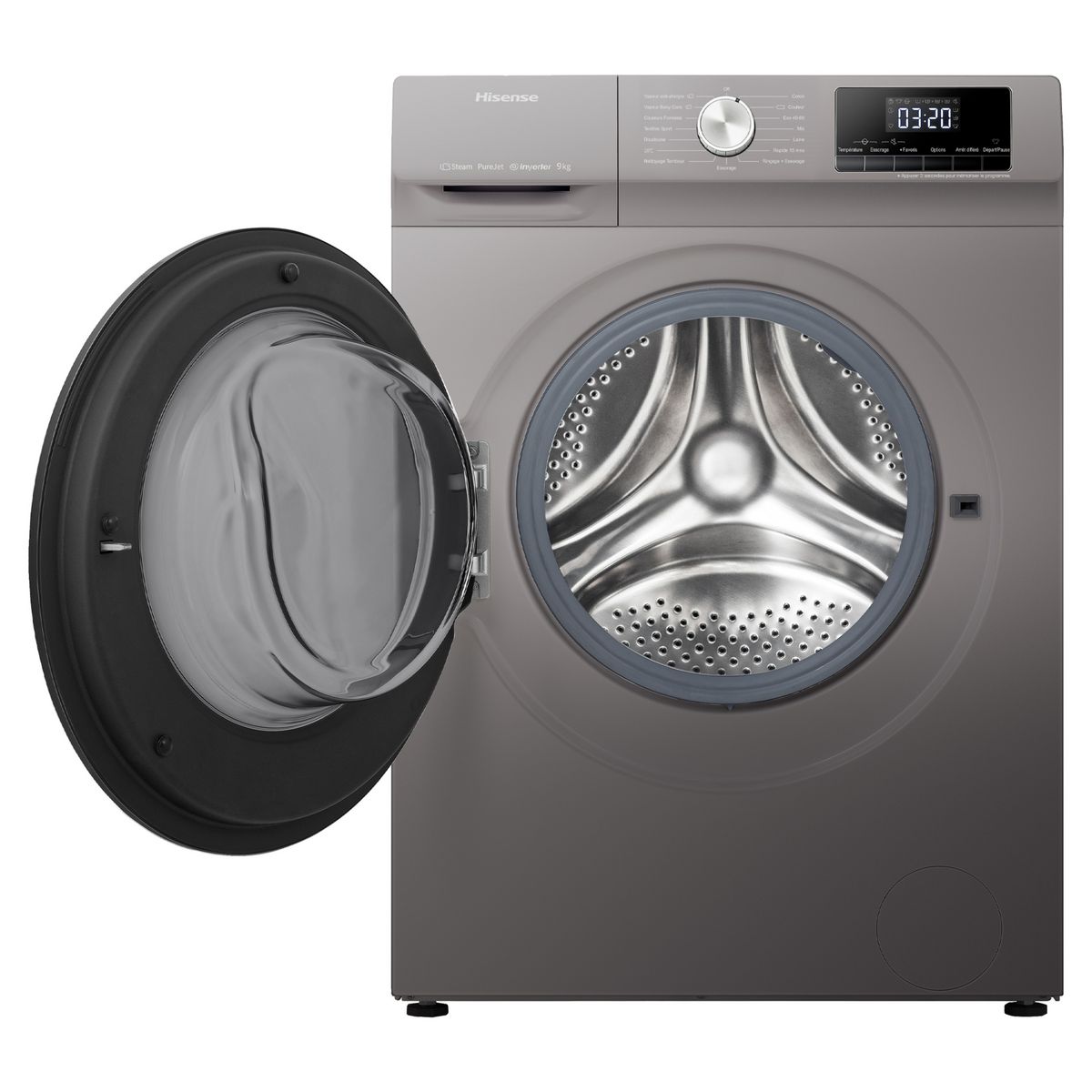 HISENSE Lave linge hublot à induction WFQA9014EVJMT, 9 kg, 1400/min, A
