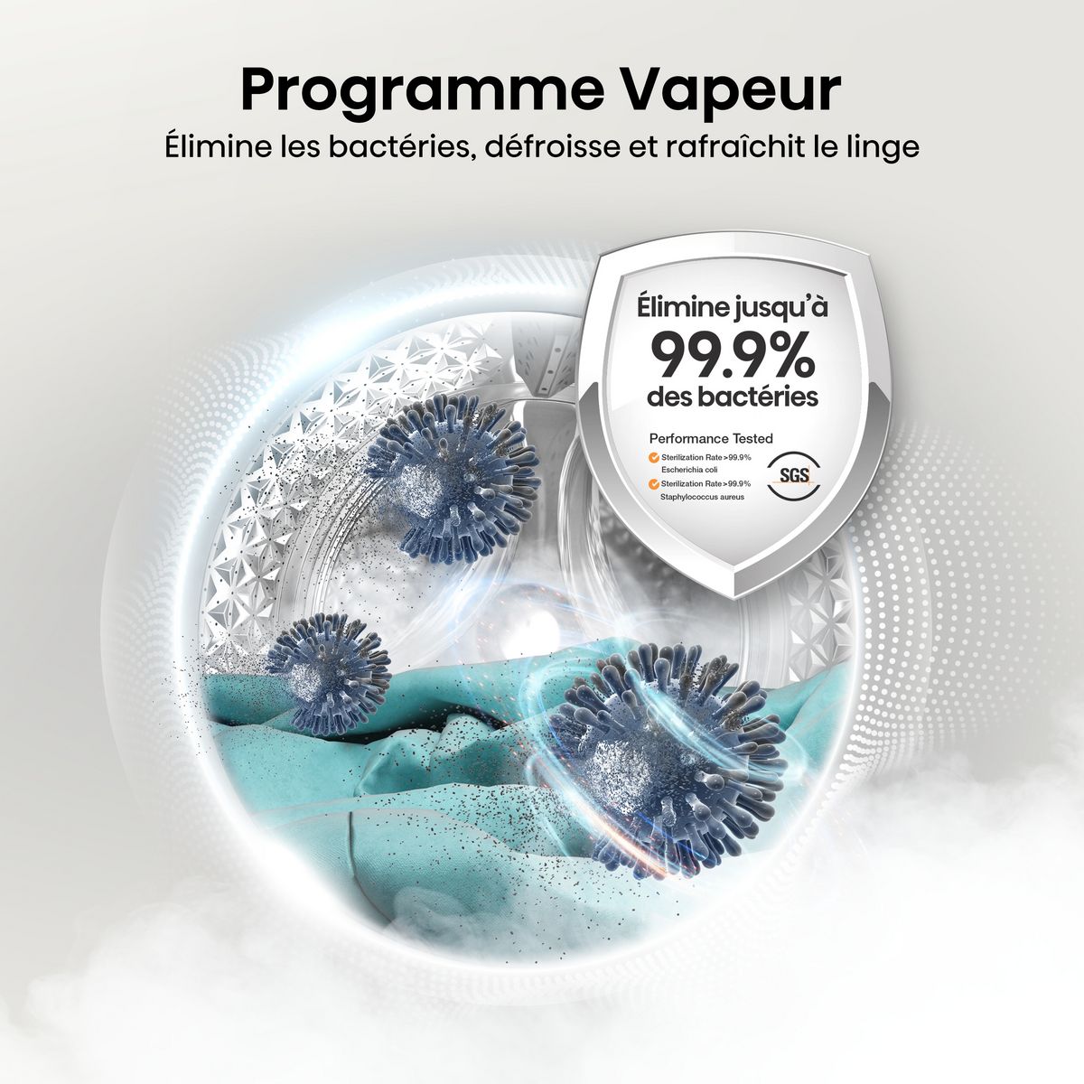 HISENSE Lave linge hublot à induction WFQA9014EVJMT, 9 kg, 1400/min, A