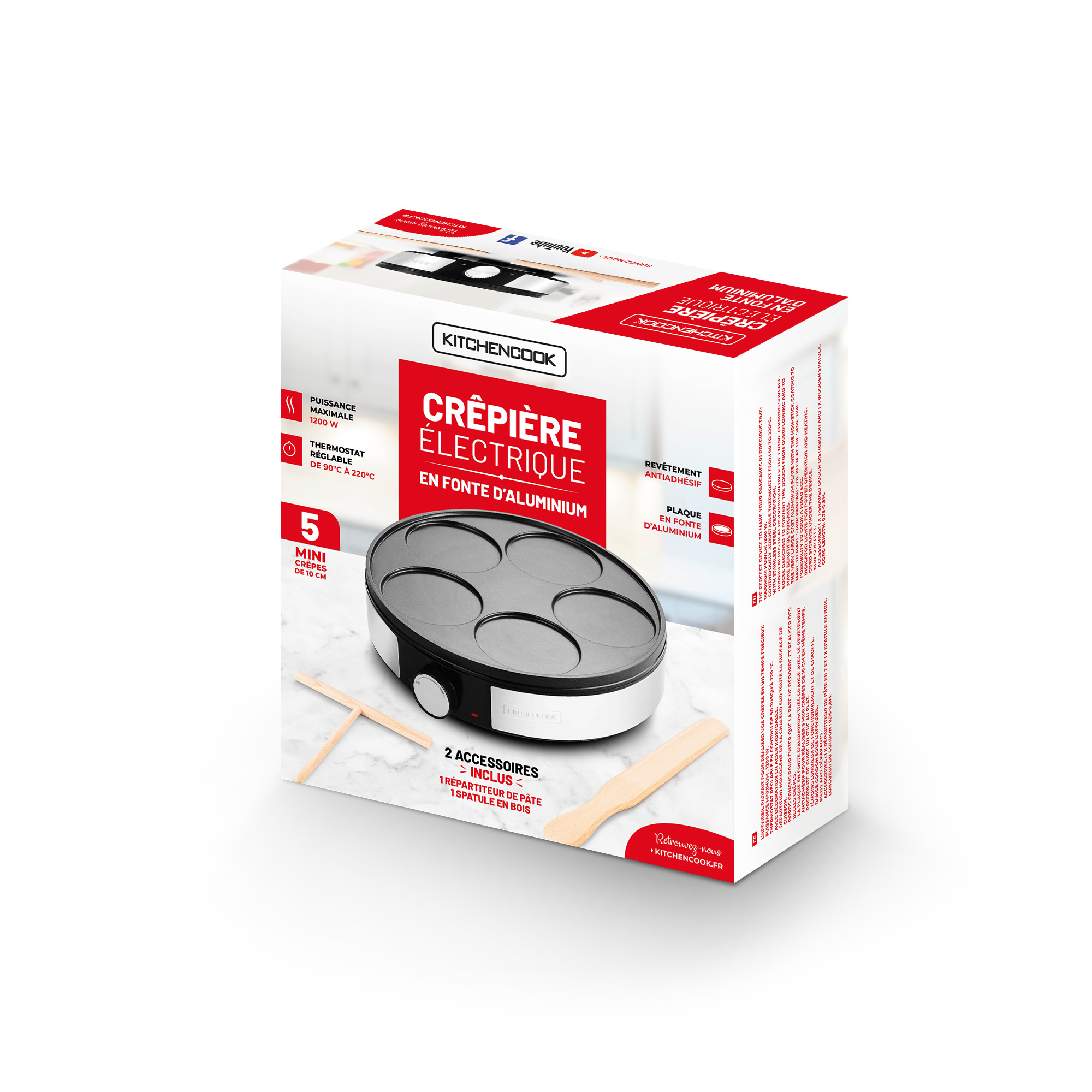 Voir la diapositive 13 : KITCHENCOOK Crêpière électrique MINICREPE NX - Silver