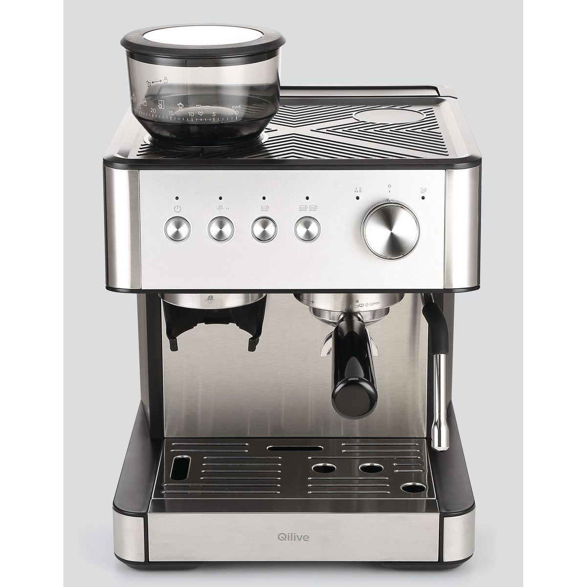 QILIVE Machine à espresso 2 en 1 Q.5233 - Inox