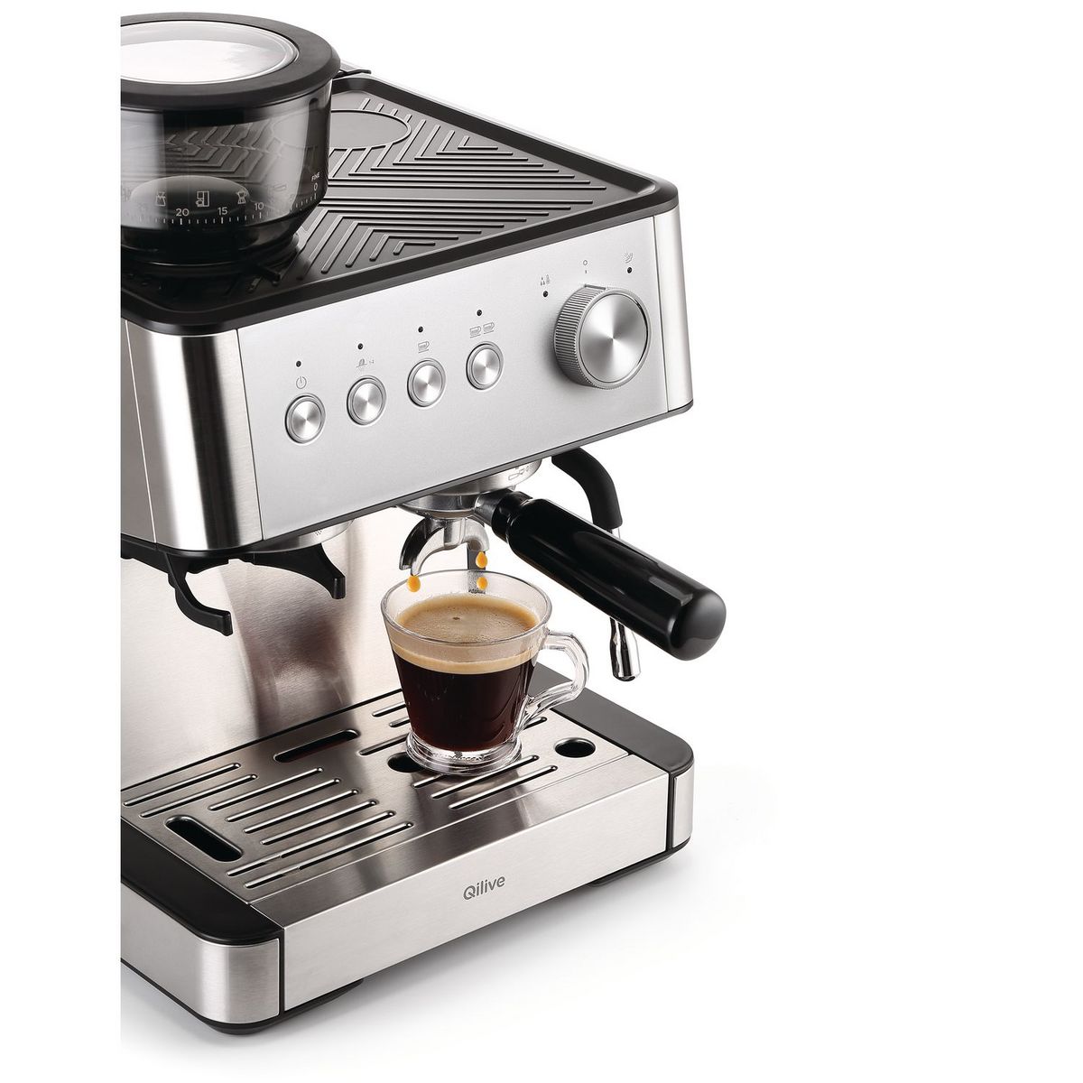 QILIVE Machine à espresso 2 en 1 Q.5233 - Inox
