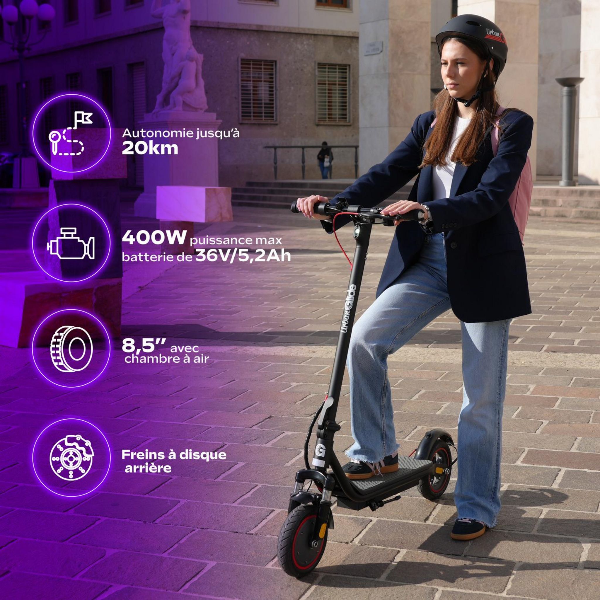 Voir la diapositive 2 : URBANGLIDE Trottinette électrique Ride 85 Plus - Noir