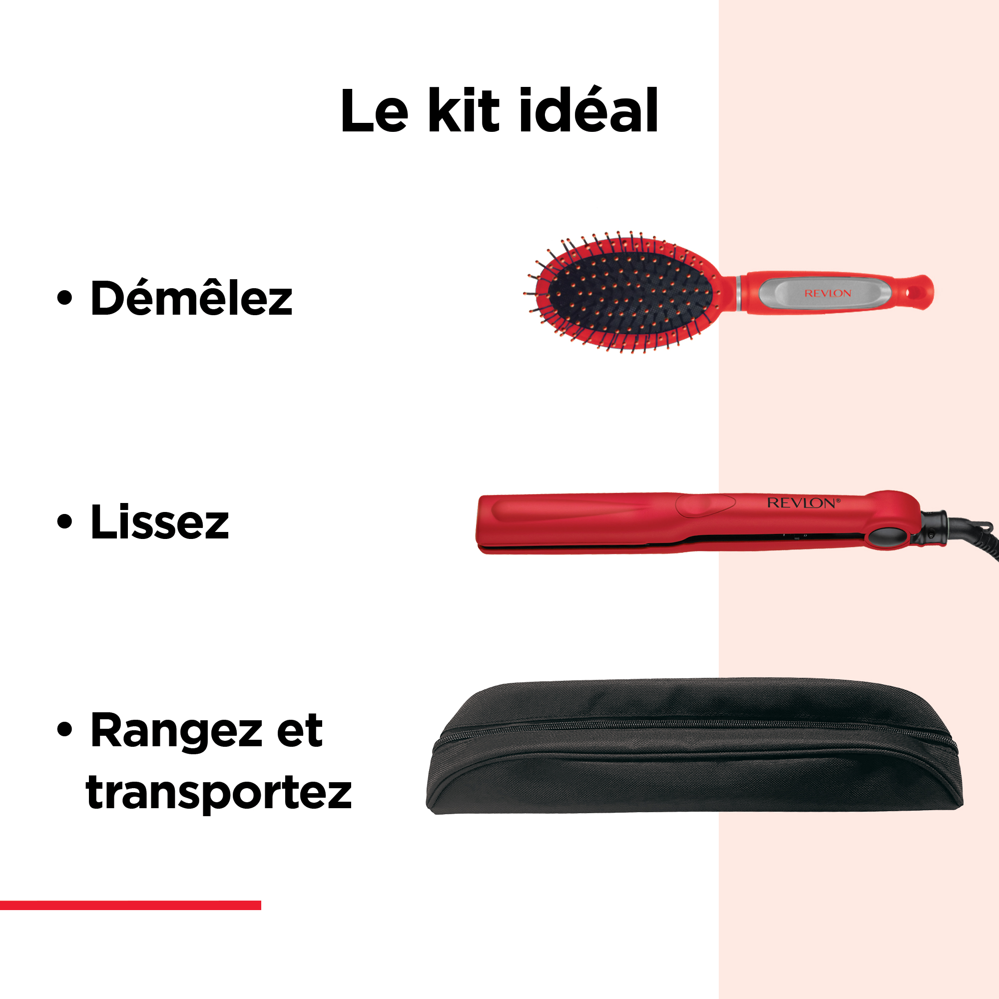 Voir la diapositive 5 : REVLON Set lisseur + brosse RVST2176GPE - Rouge