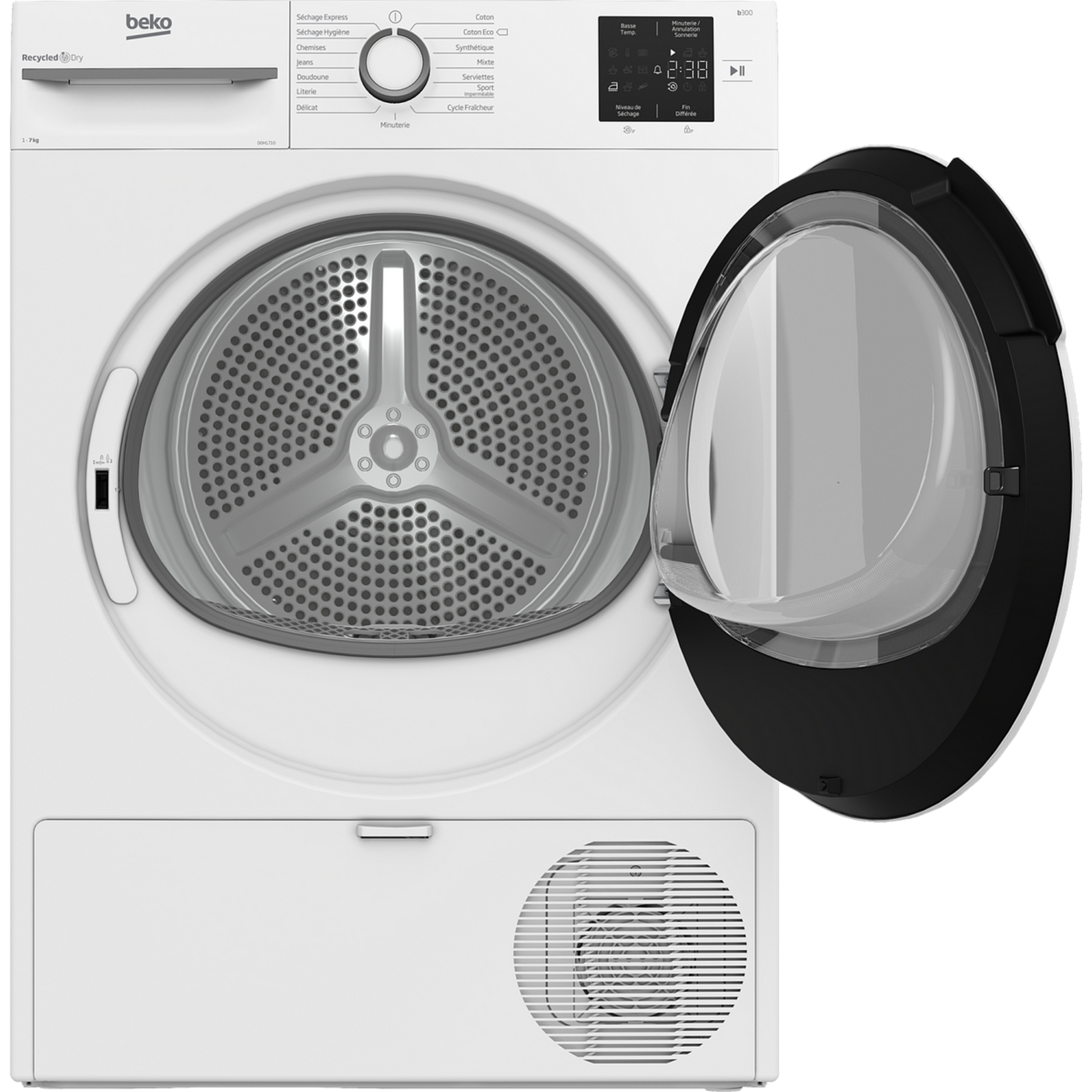 Voir la diapositive 2 : BEKO Sèche linge hublot D0H1710, 7 kg, Pompe à chaleur, A+