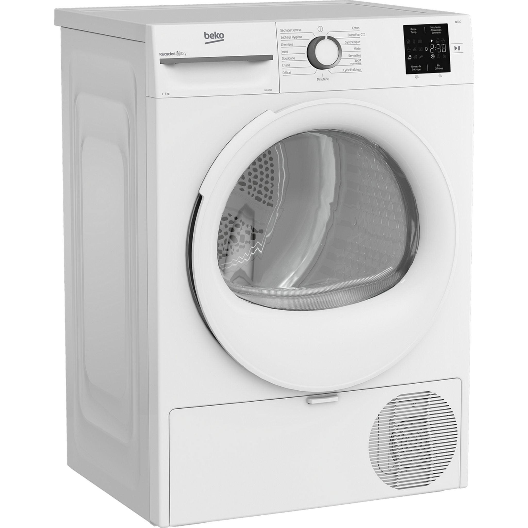 Voir la diapositive 3 : BEKO Sèche linge hublot D0H1710, 7 kg, Pompe à chaleur, A+