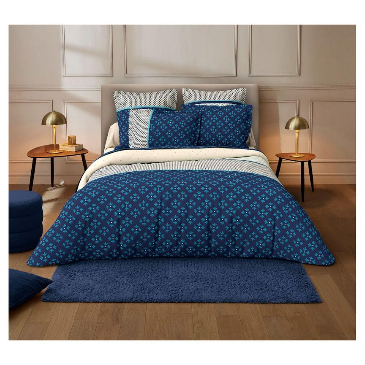 Parure housse de couette en coton 57 fils imprimé TIARA