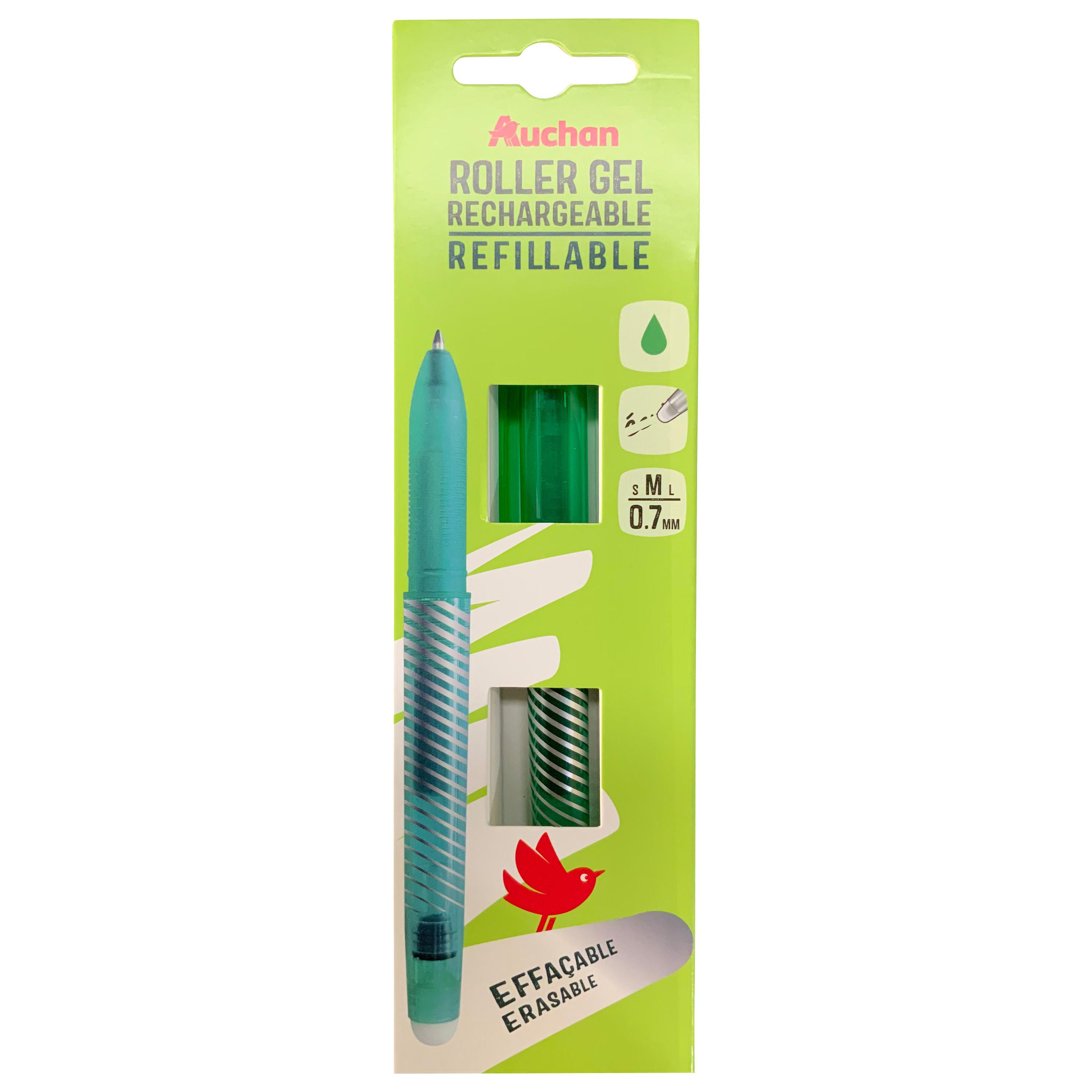 AUCHAN Roller Gel effaçable avec Capuchon rechargeable - Vert