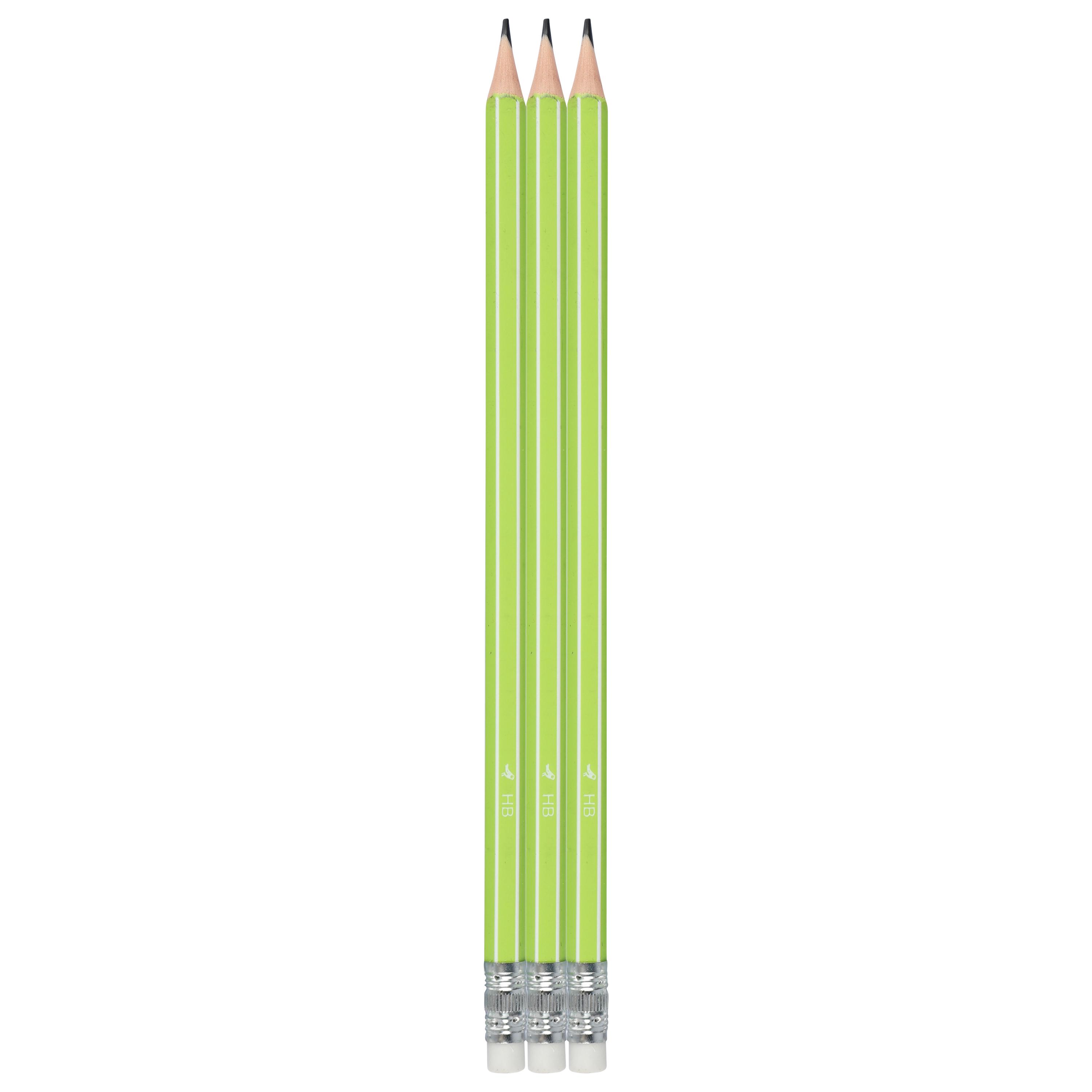 Voir la diapositive 2 : AUCHAN Lot de 3 Crayons Graphites HB Bout de gomme - Plastique