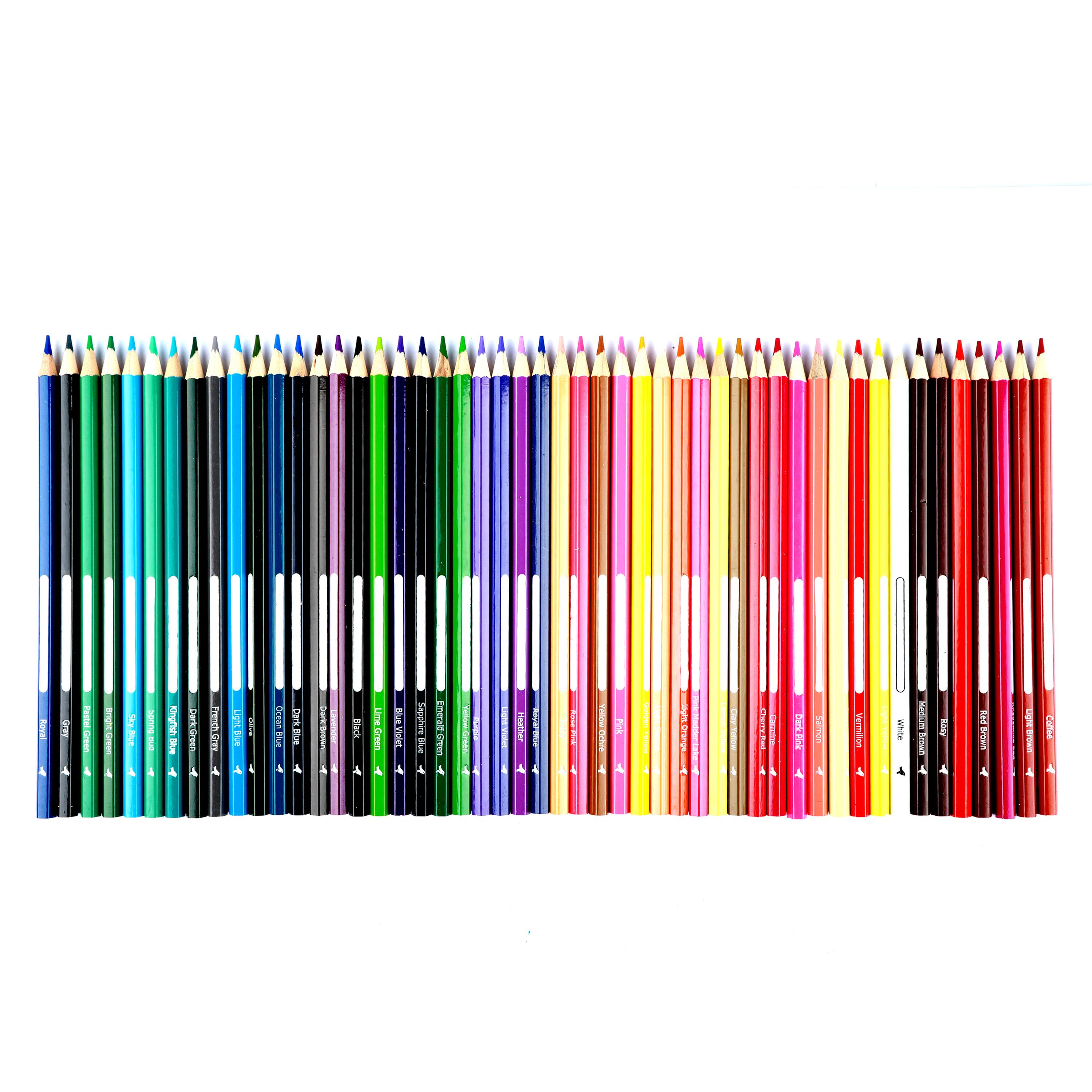 Voir la diapositive 2 : AUCHAN Pochette de 50 crayons de couleurs 18cm Nominatif plastique