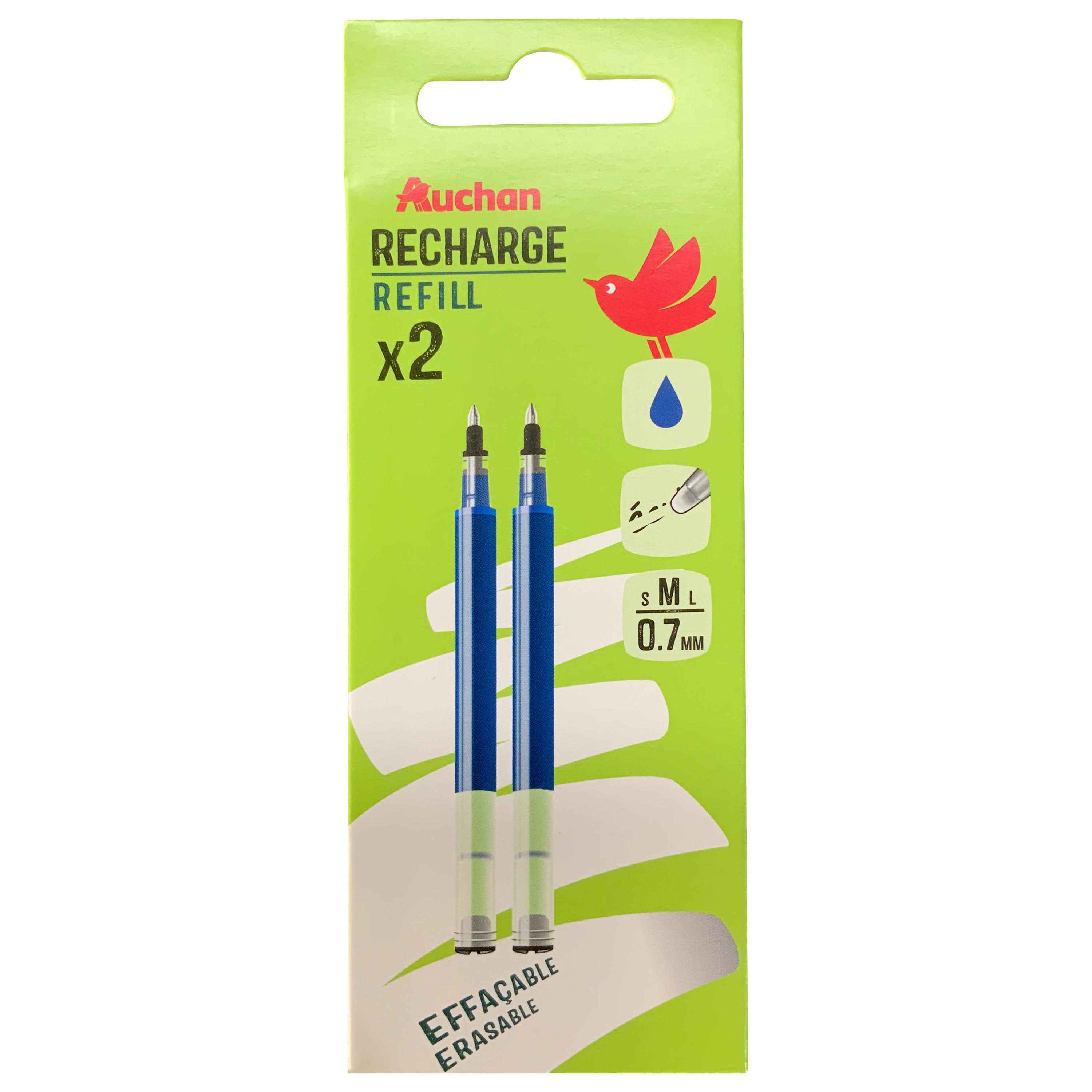AUCHAN Recharges x 2 pour Roller Gel Effaçable - Bleu