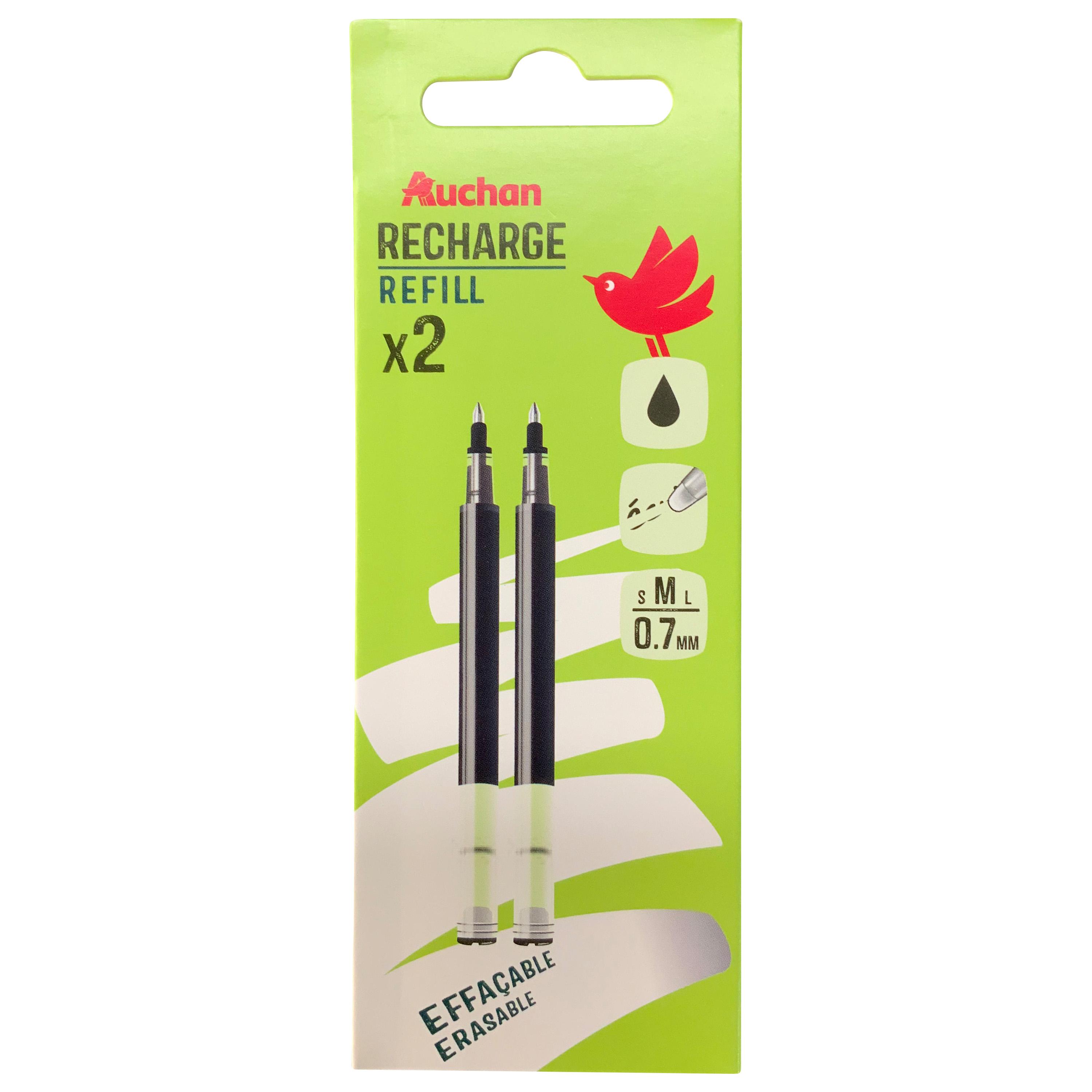 AUCHAN Recharges x 2 pour Roller Gel Effaçable - Noir
