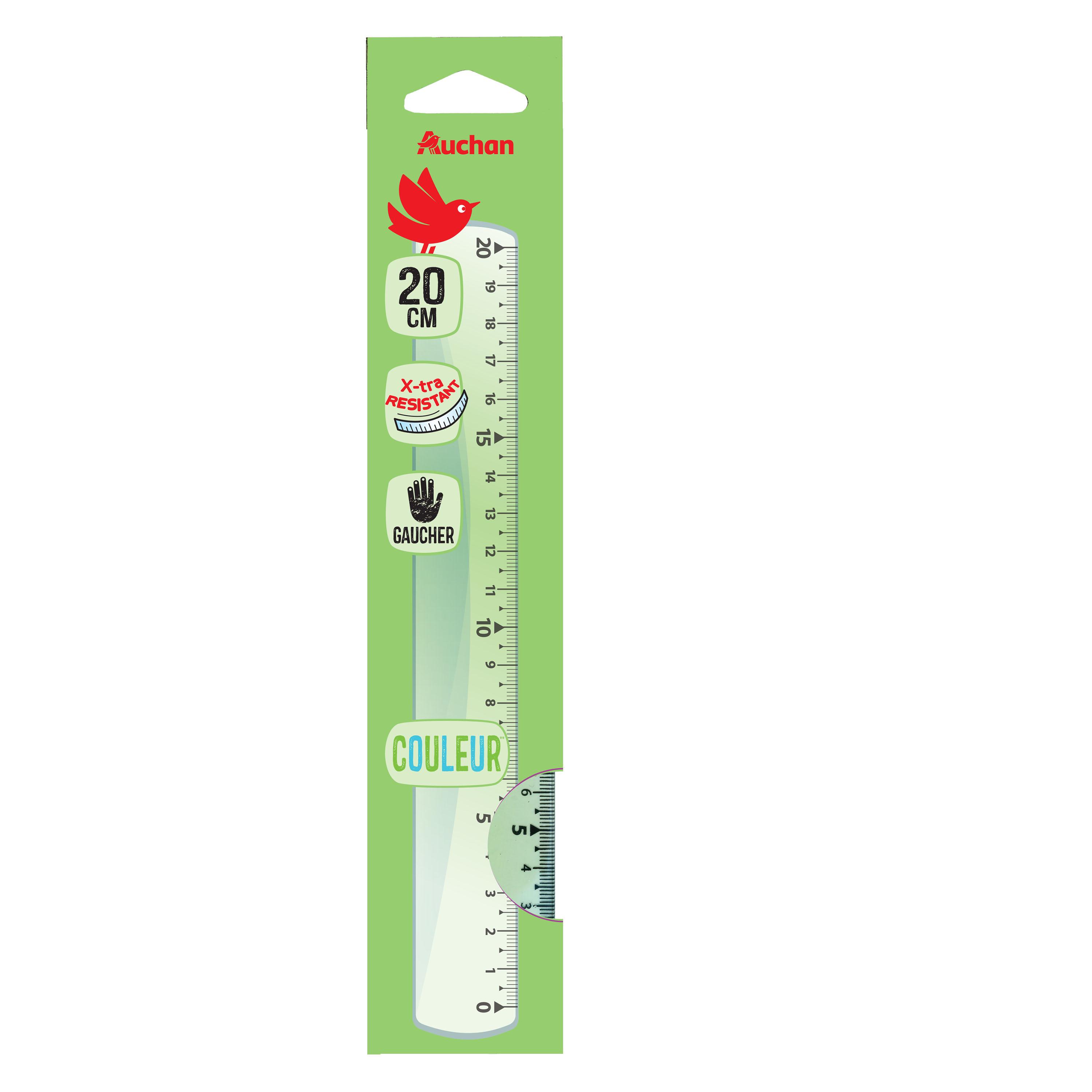 AUCHAN Règle Plate gaucher 20cm incassable