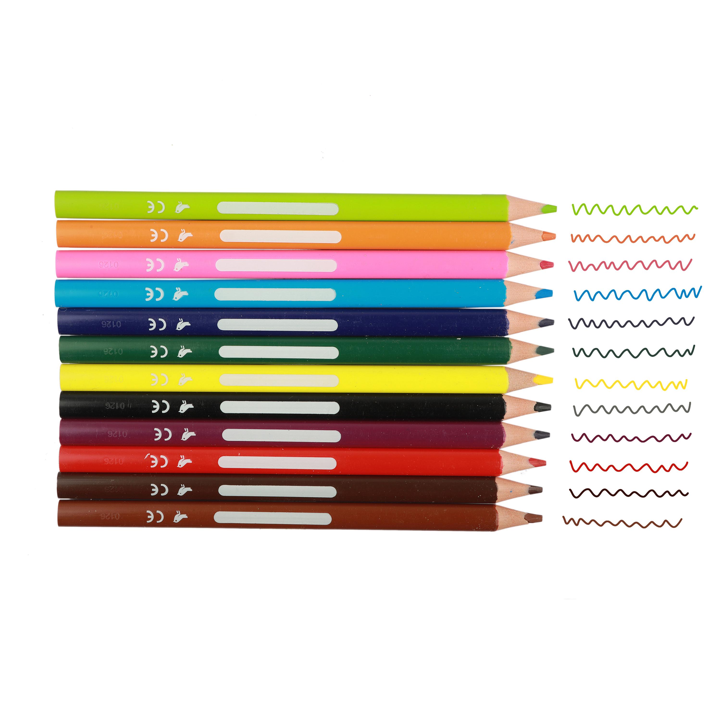 Voir la diapositive 3 : AUCHAN Pochette de 12 crayons de couleur Jumbo+Taille crayon inclus