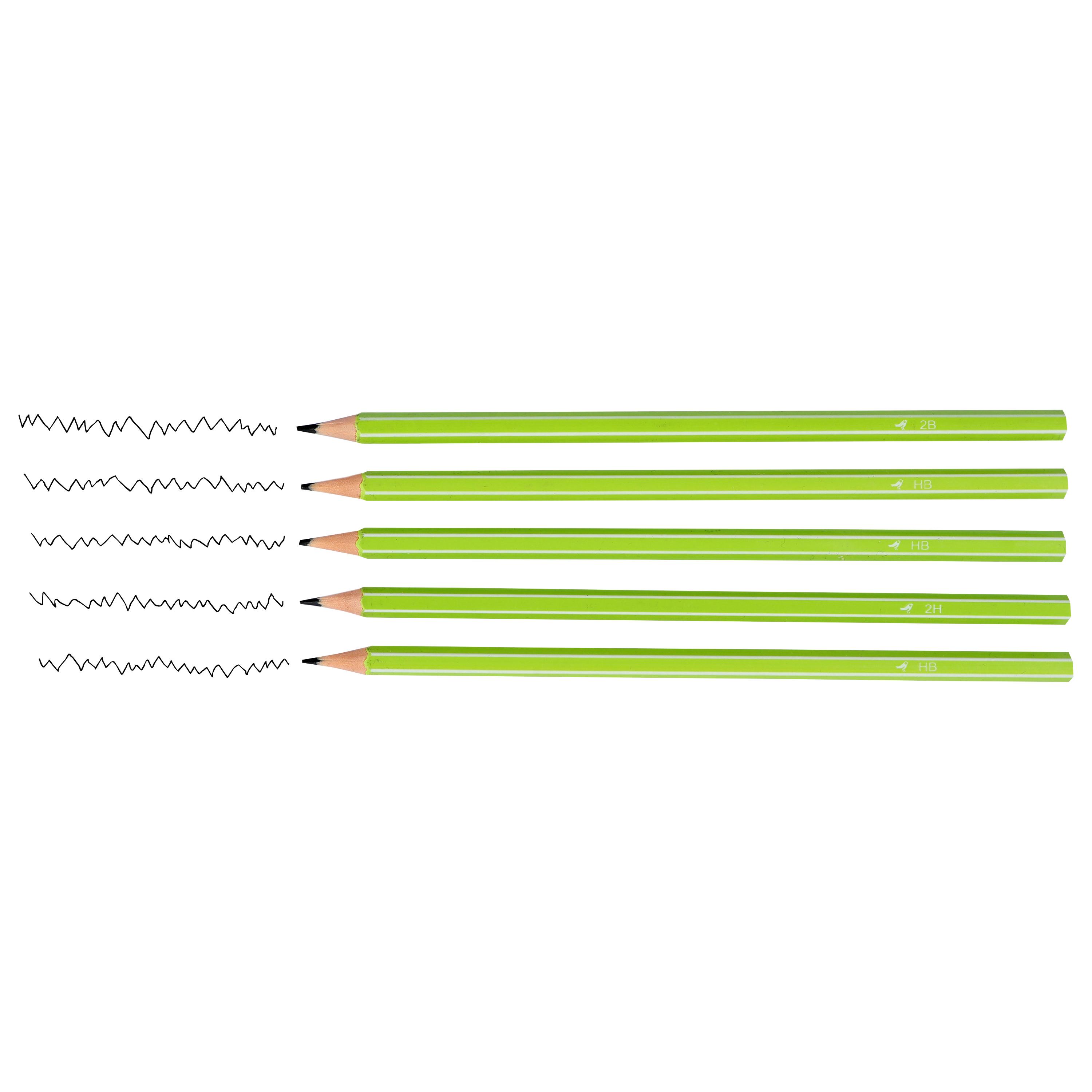 Voir la diapositive 3 : AUCHAN Lot de 5 Crayons Graphites 3xHB/1x2H/1x2B+1 gomme+1 taille crayon