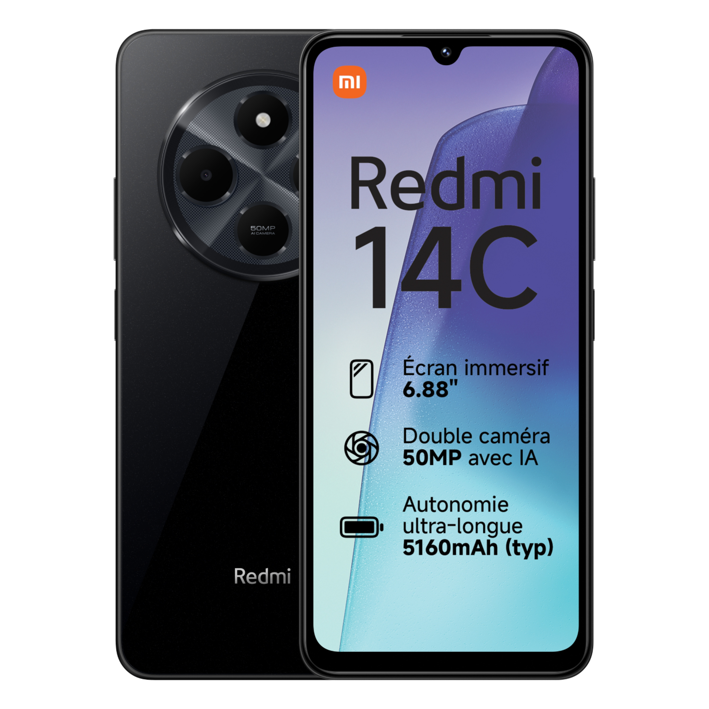 Voir la diapositive 2 : XIAOMI Redmi 14C 256Go - Noir