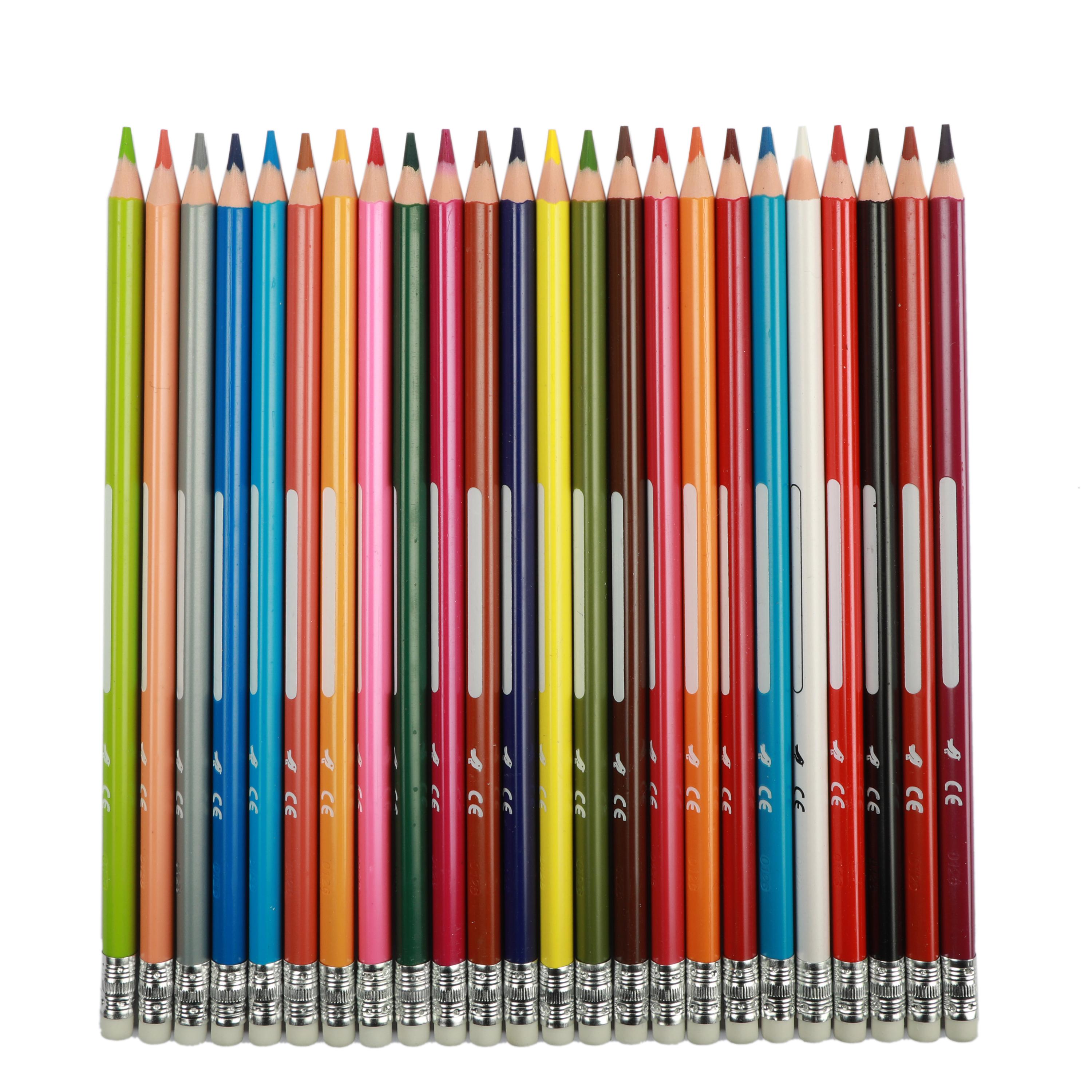 Voir la diapositive 2 : AUCHAN Pochette de 24 crayons de couleurs 18cm Bout de gomme Plastique