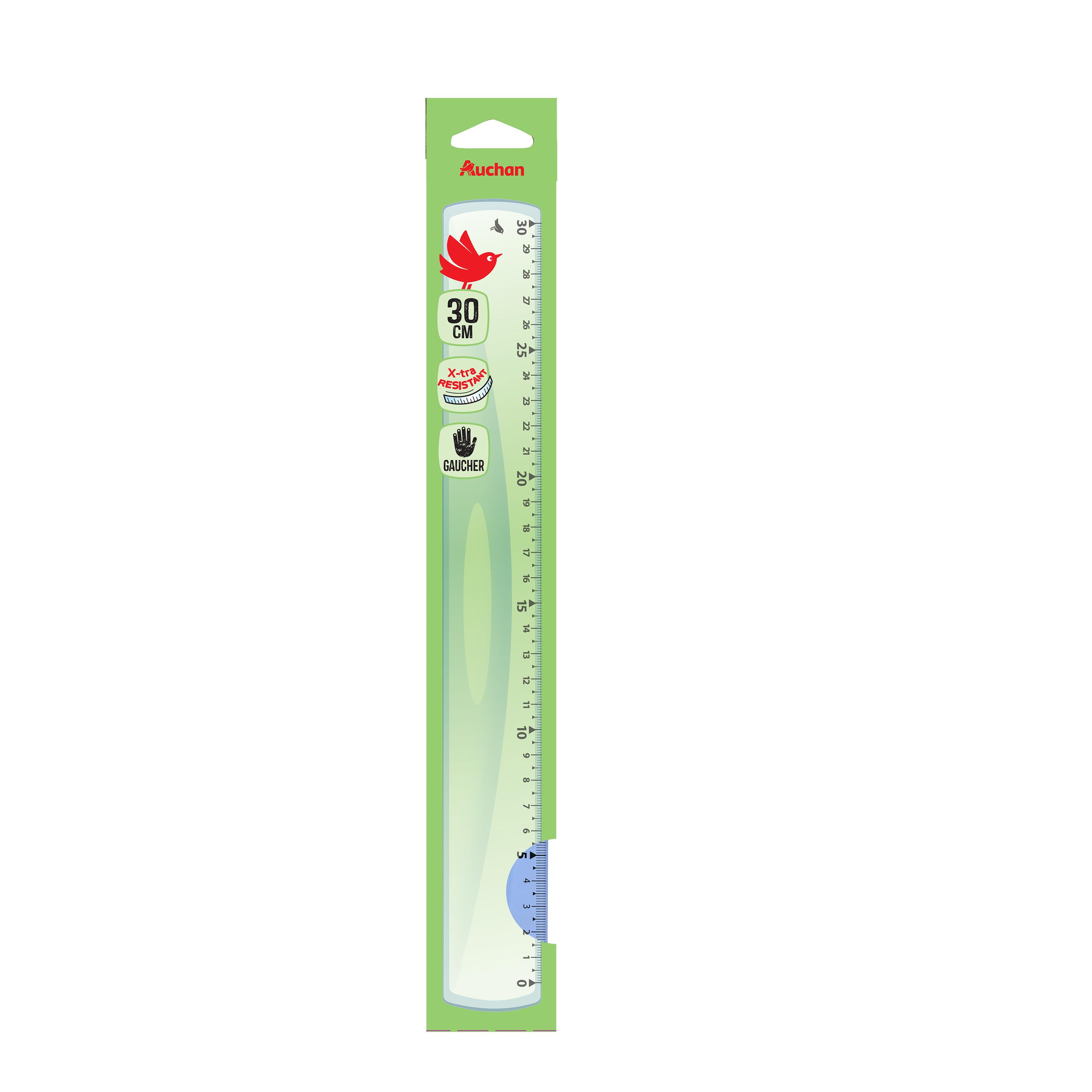 AUCHAN Règle Palte gaucher 30cm Incassable