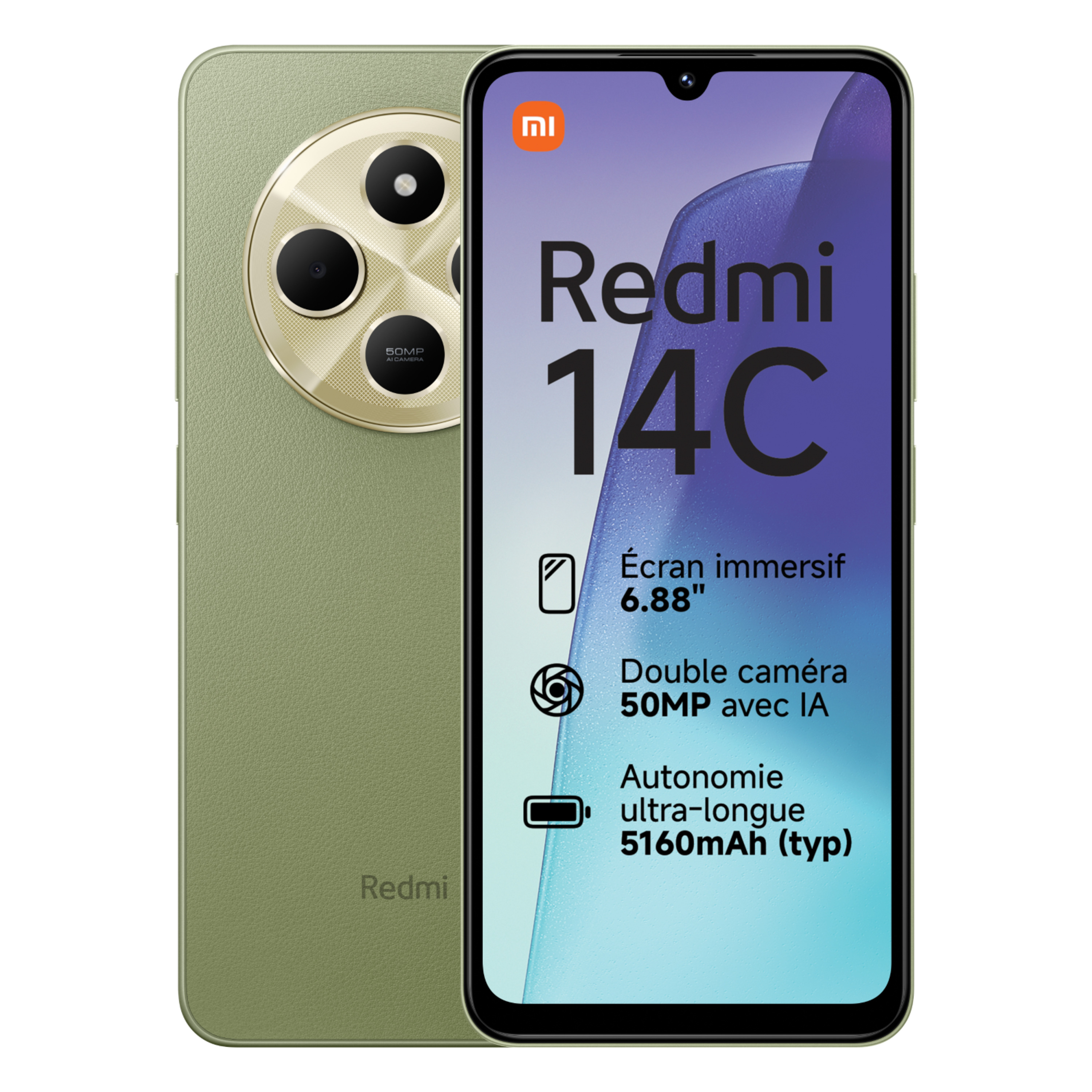Voir la diapositive 2 : XIAOMI Redmi 14C 256Go - Vert