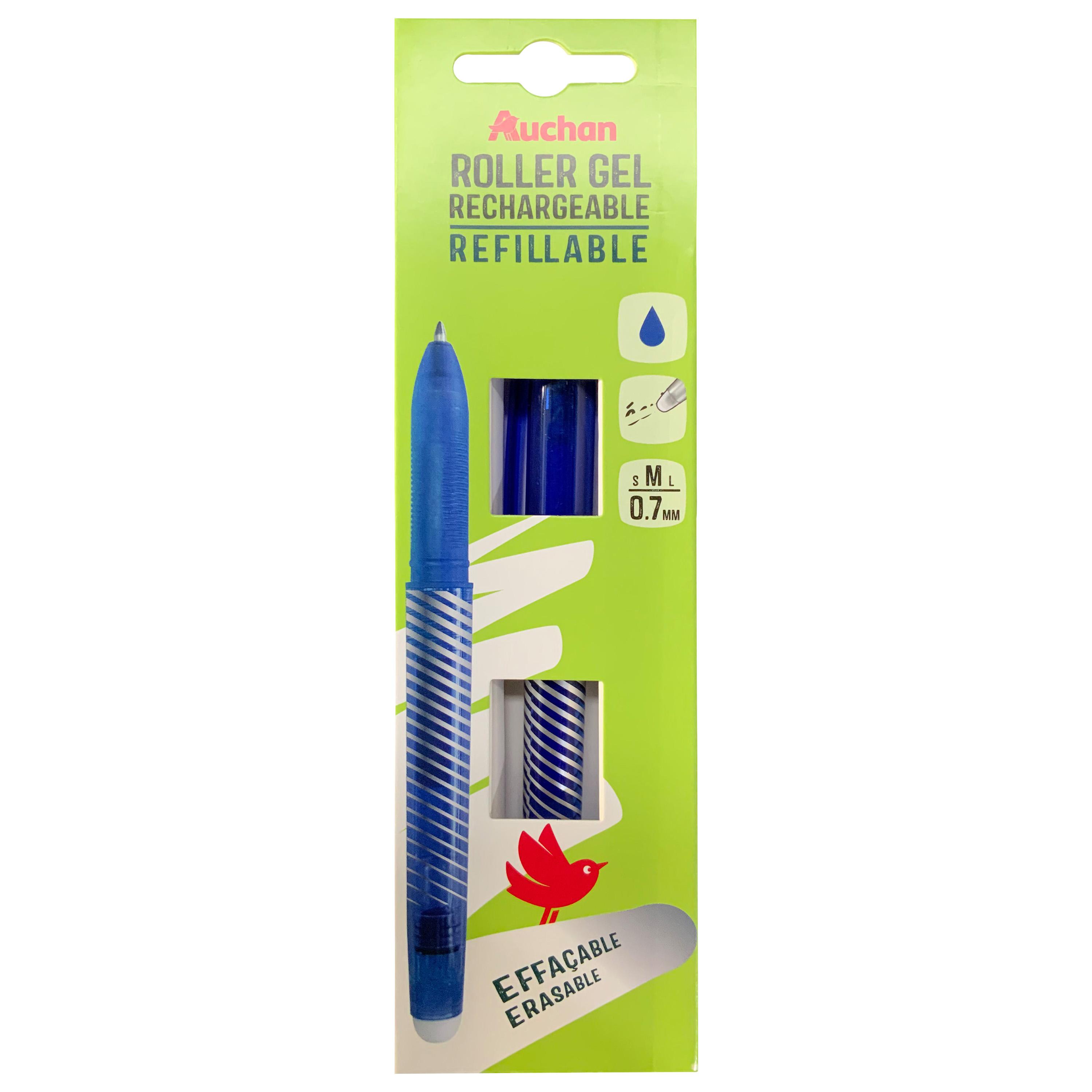 AUCHAN Roller Gel effaçable avec Capuchon rechargeable - Bleu
