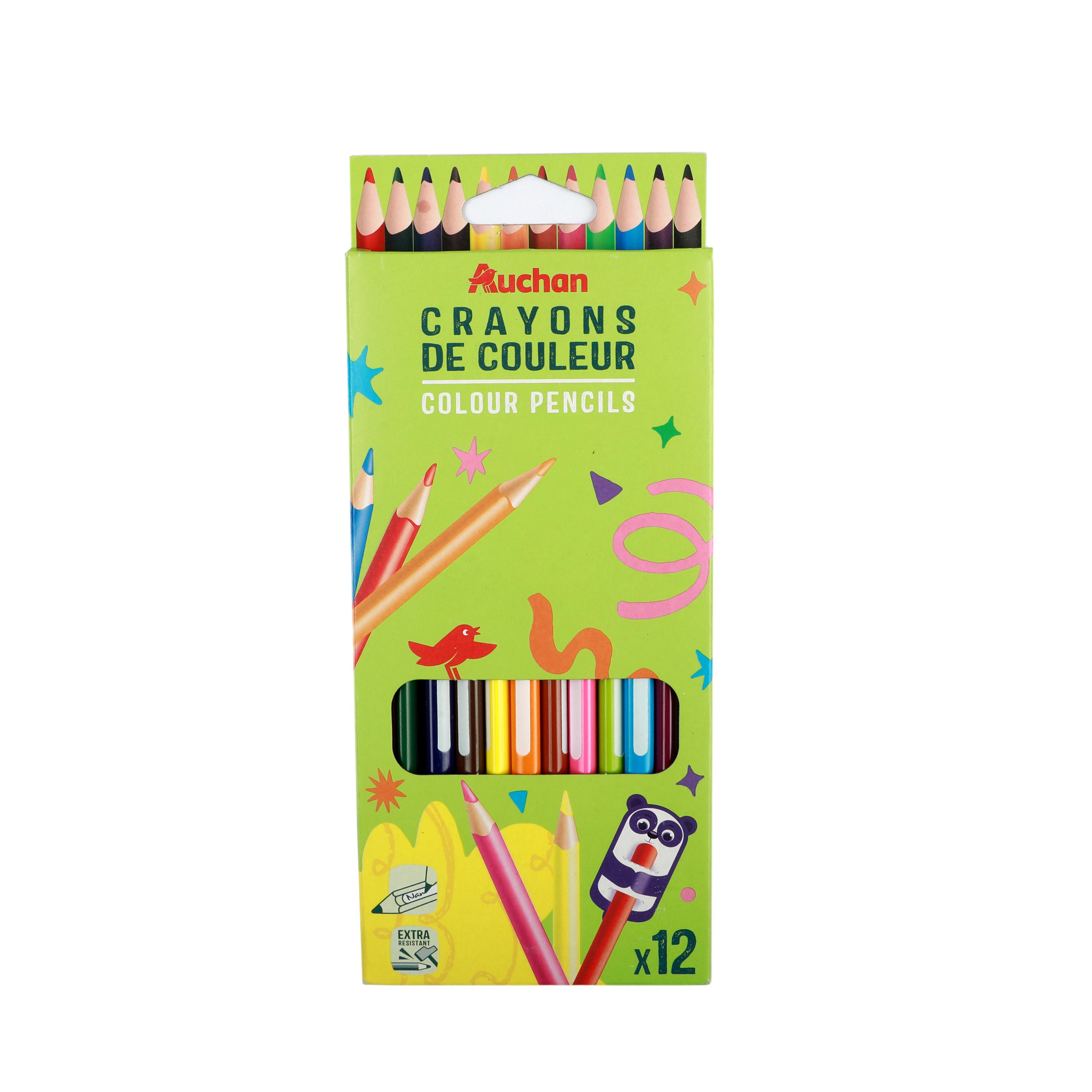 AUCHAN Pochette de 12 crayons de couleurs 18cm Nominatif Plastique