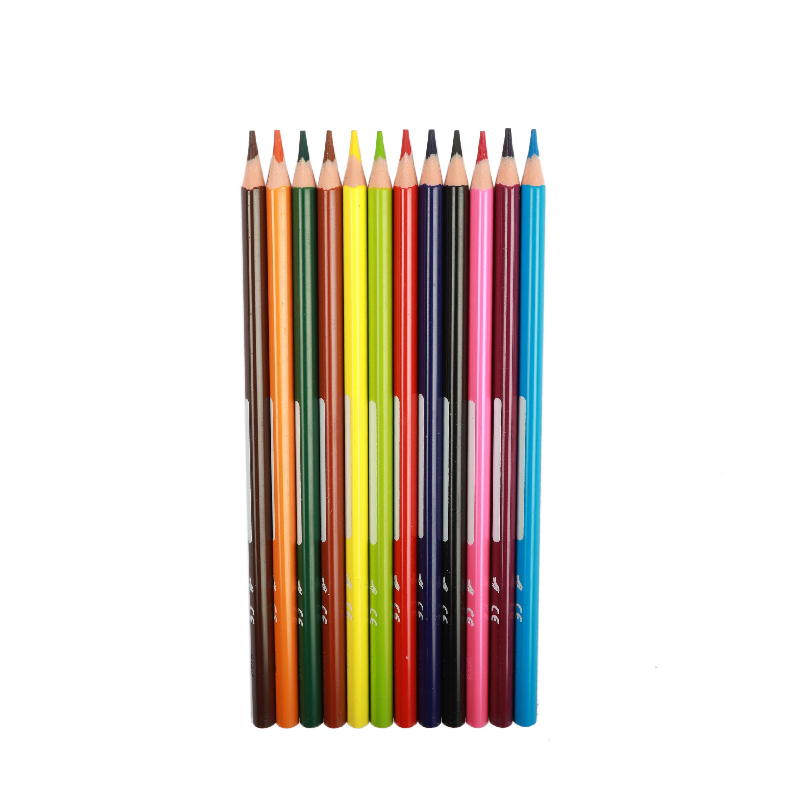 Voir la diapositive 2 : AUCHAN Pochette de 12 crayons de couleurs 18cm Nominatif Plastique