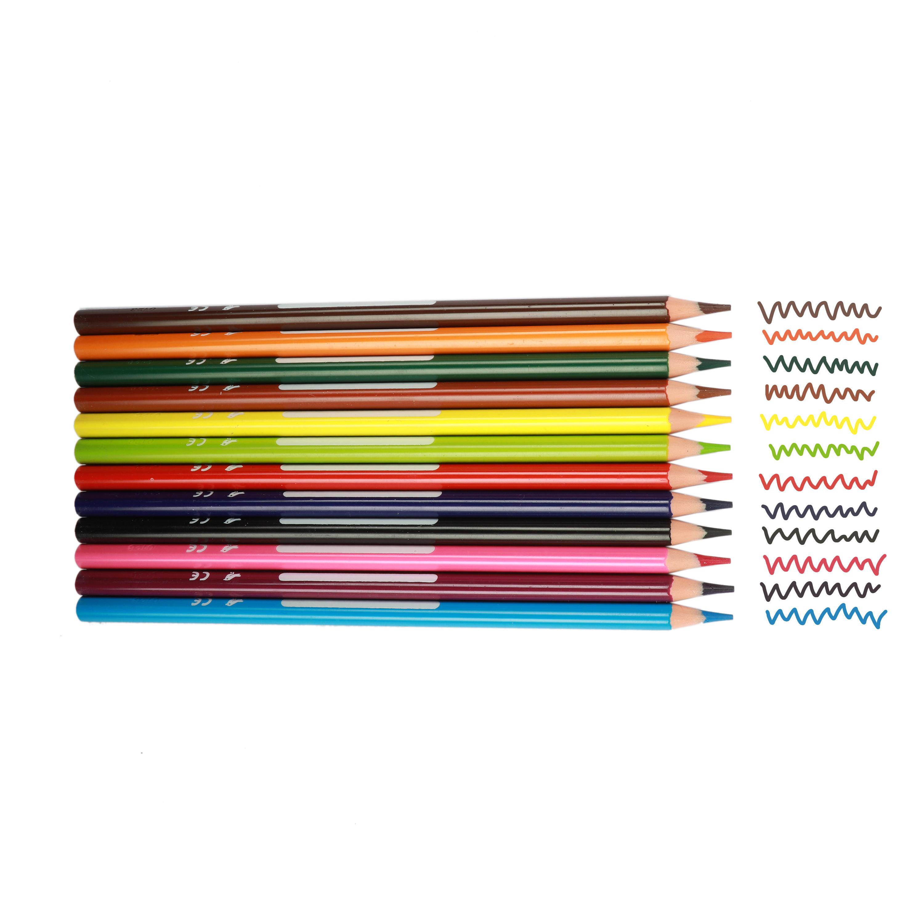 Voir la diapositive 3 : AUCHAN Pochette de 12 crayons de couleurs 18cm Nominatif Plastique