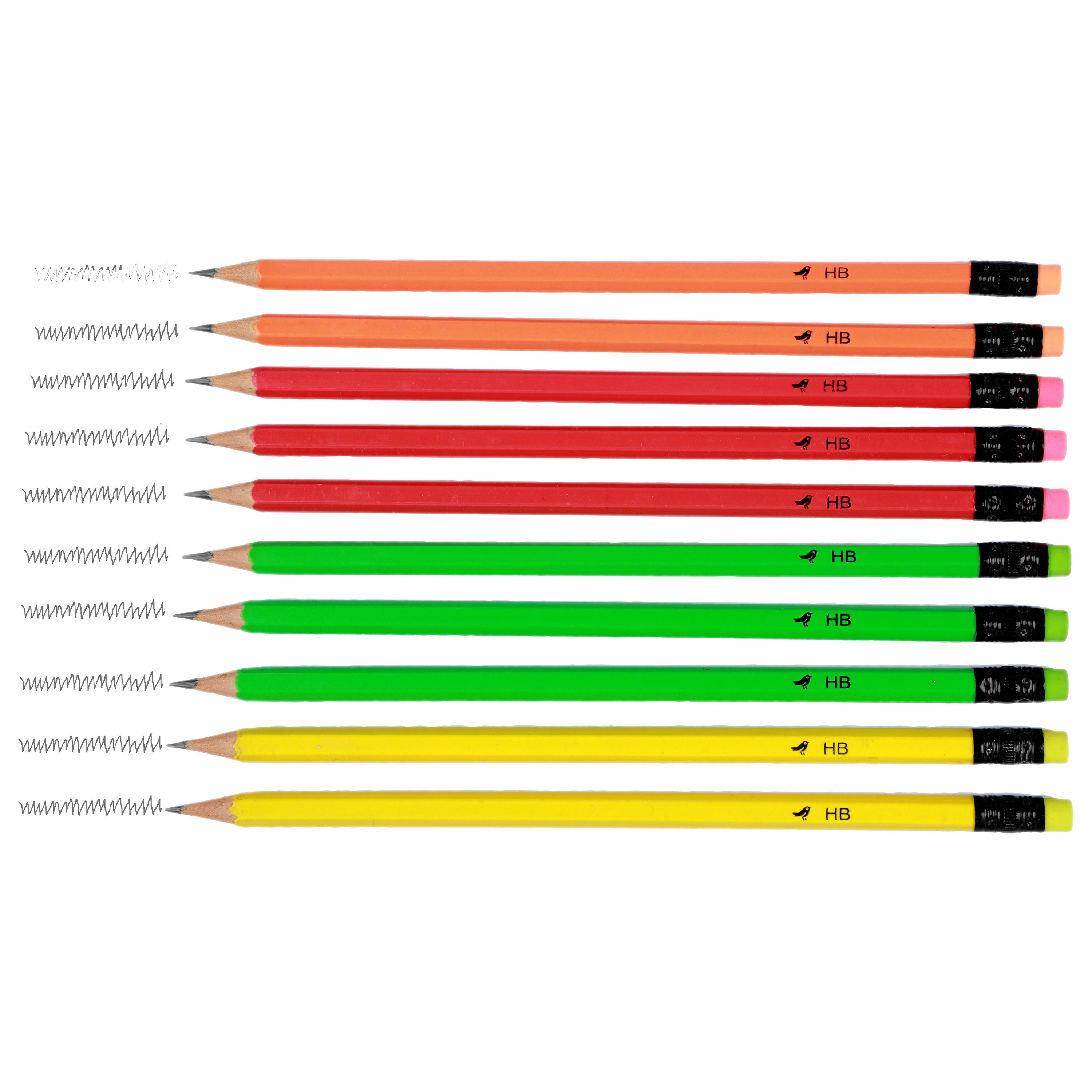 Voir la diapositive 3 : AUCHAN Lot de 10 Crayons Graphite Néon HB Bout de gomme - Plastique