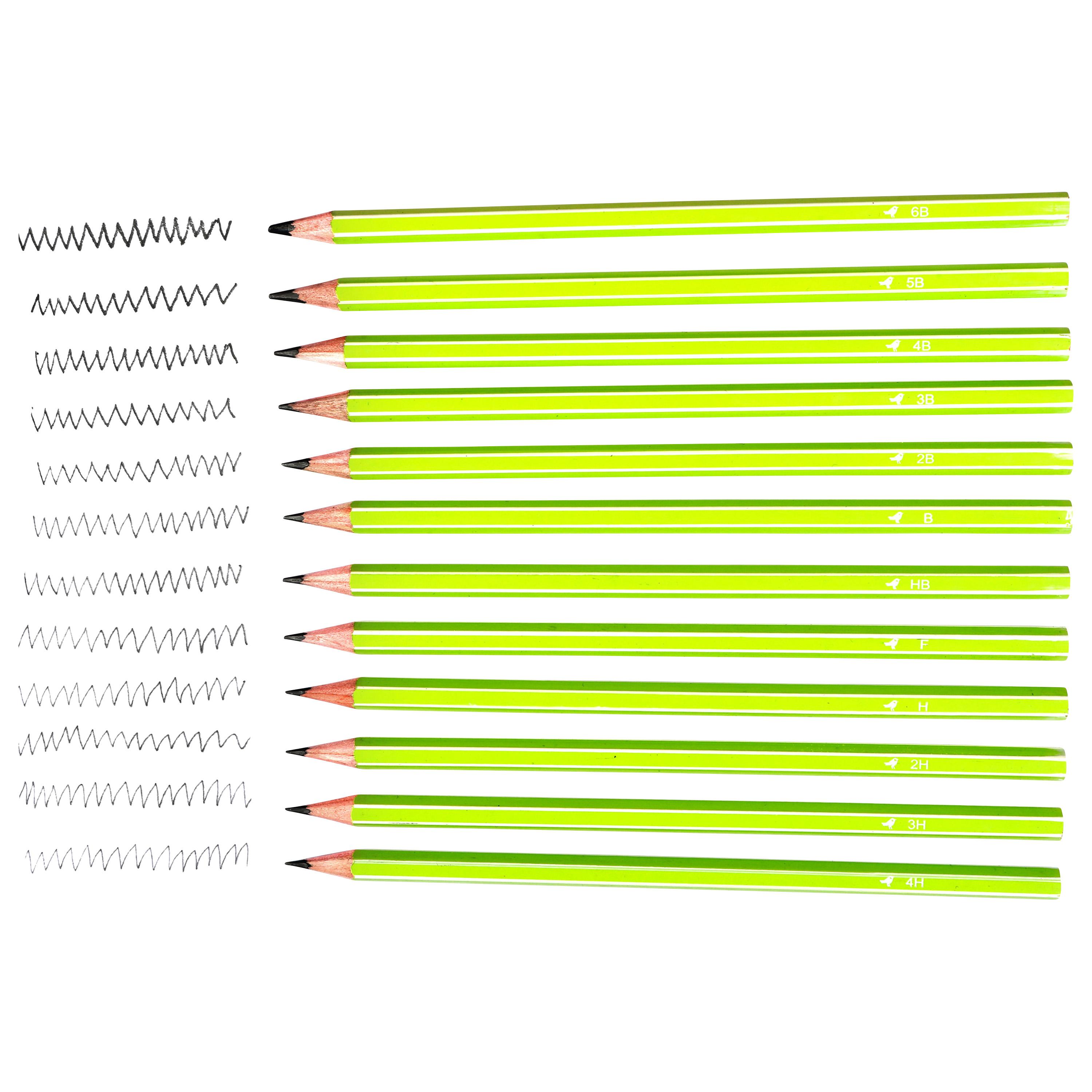 Voir la diapositive 3 : AUCHAN Boite métale de 12 Crayons Graphites 4H+6B+1F+1HB