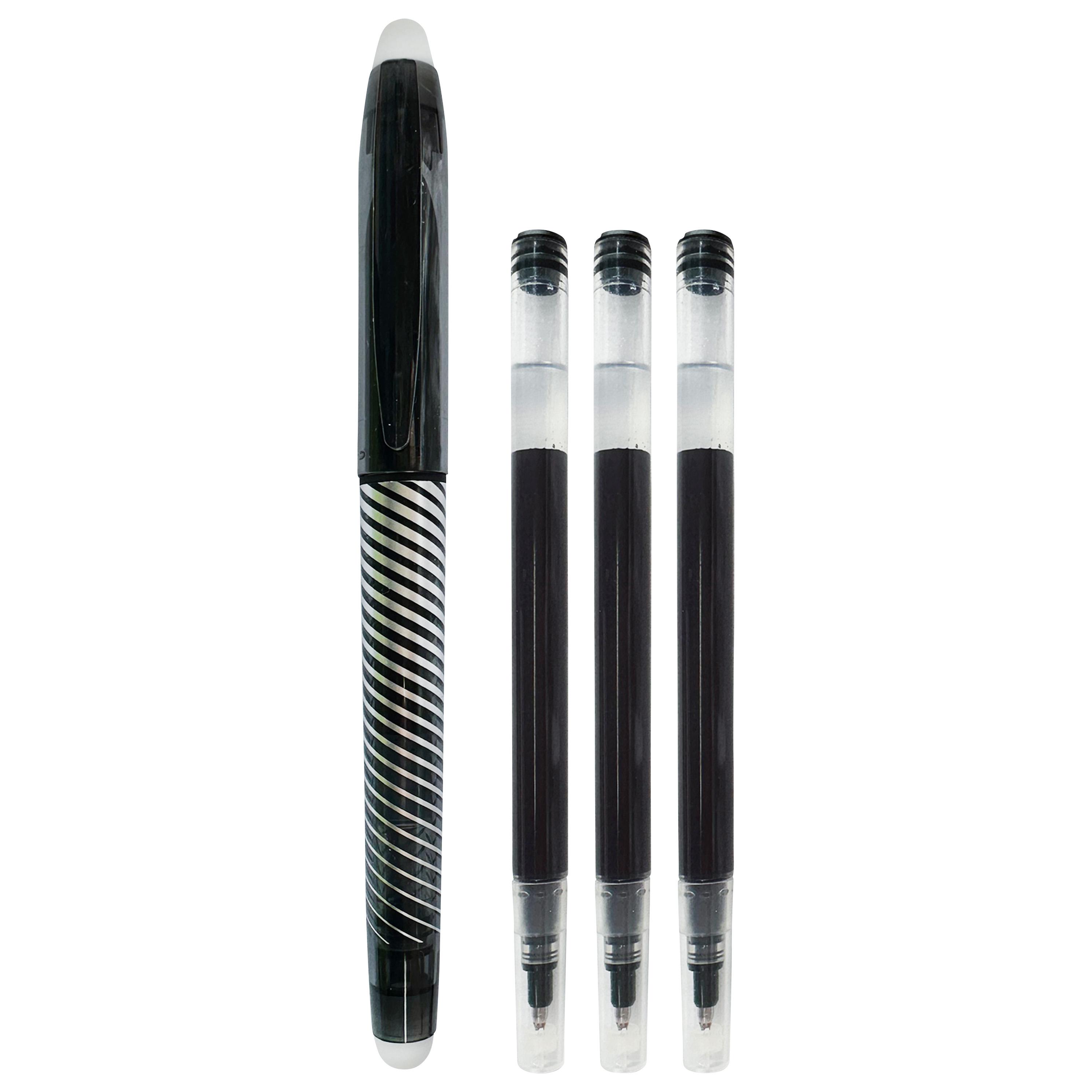 Voir la diapositive 2 : AUCHAN Roller Gel effaçable avec Capuchon + rechargea x3 - Noir