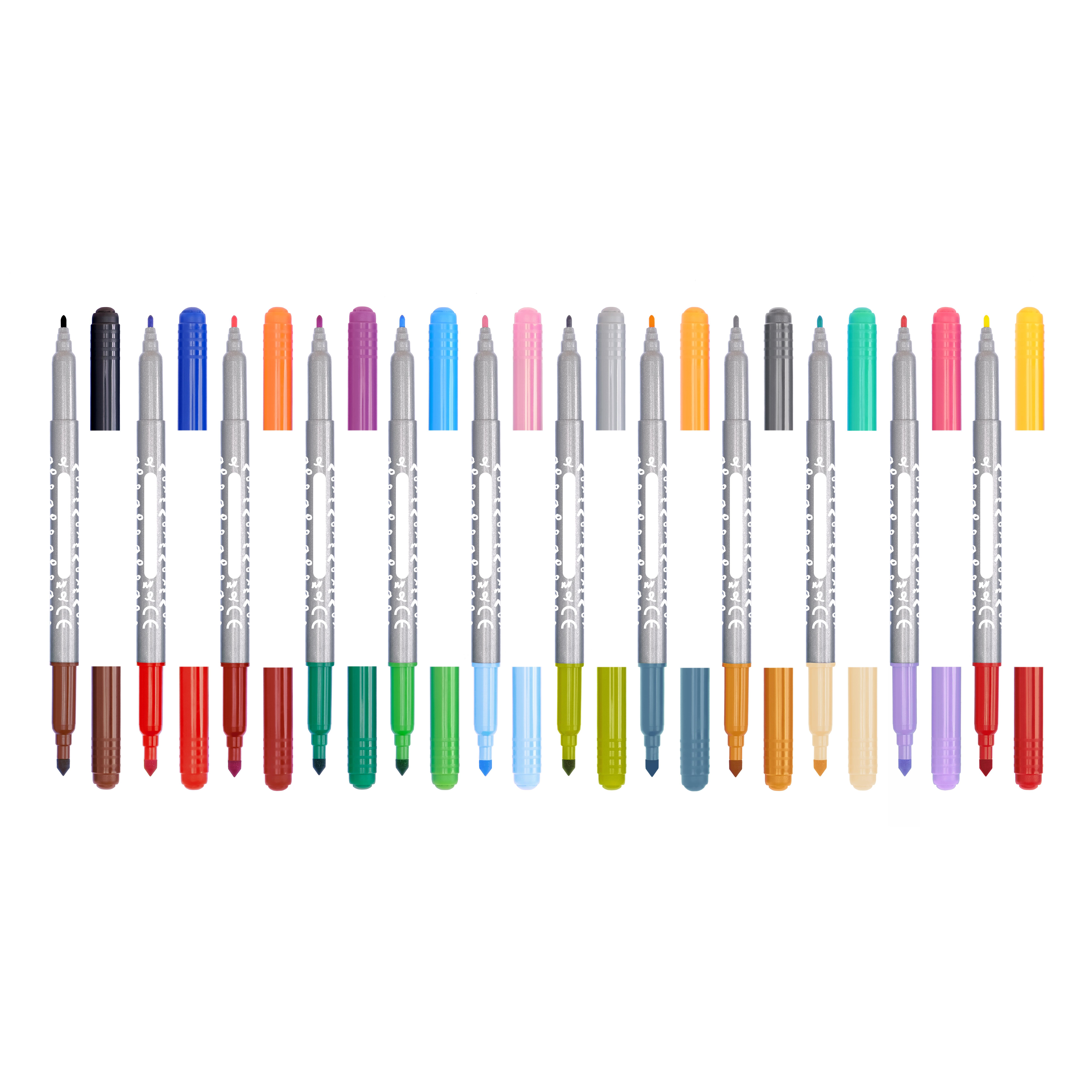 Voir la diapositive 2 : AUCHAN Pochette de 12 feutres Bi Pointe Moyenne Bi Color