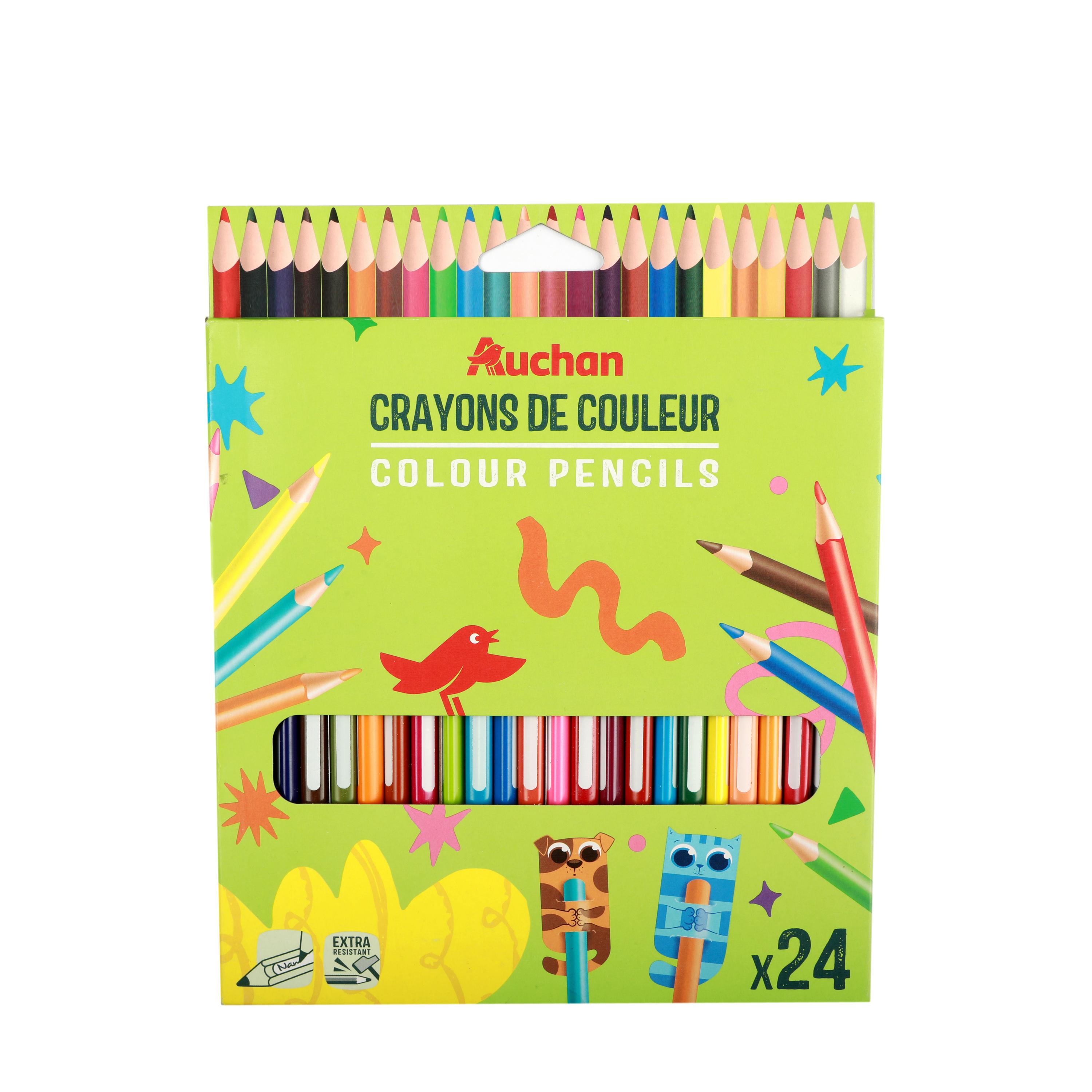 AUCHAN Pochette de 24 crayons de couleurs 18cm Nominatif Plastique
