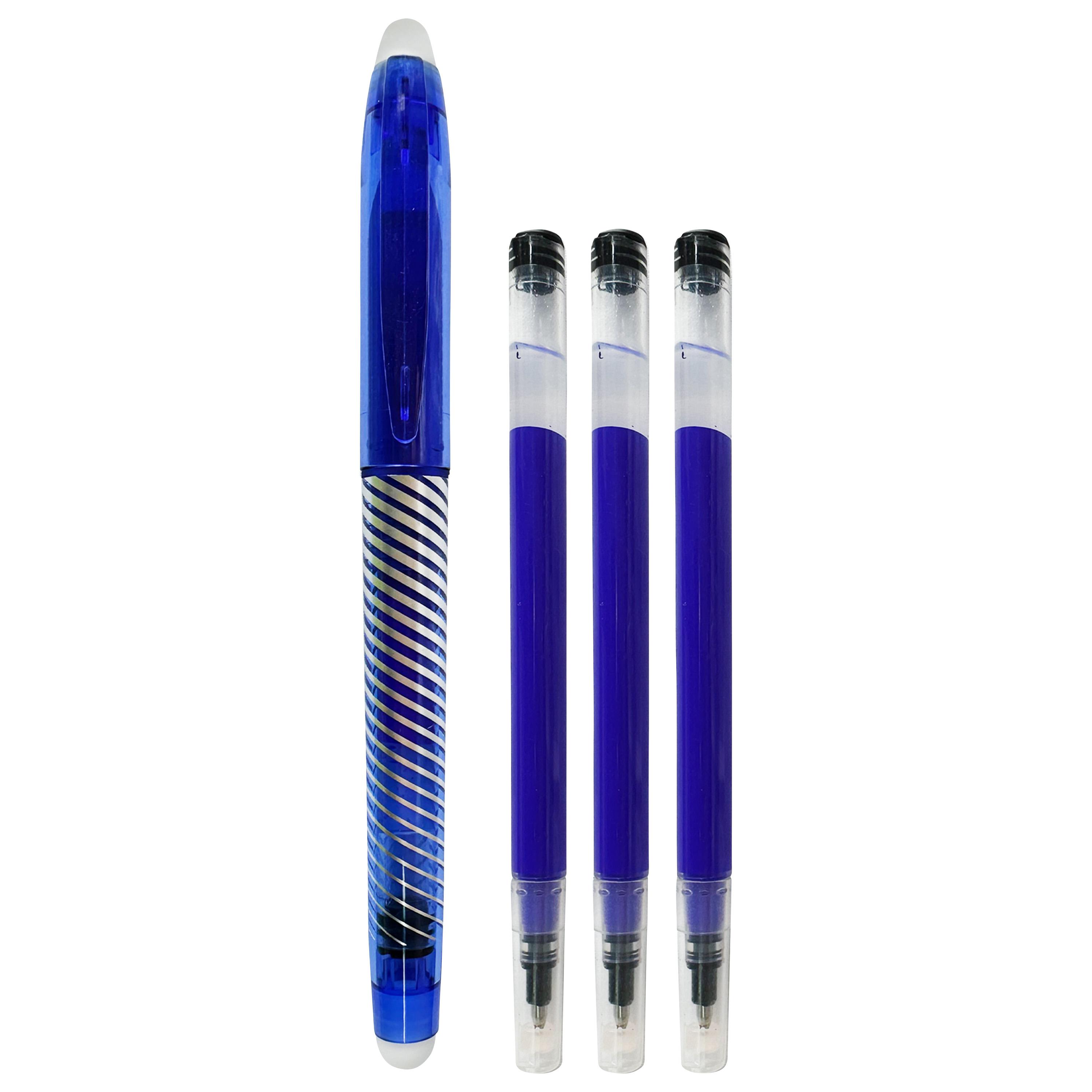Voir la diapositive 2 : AUCHAN Roller Gel effaçable avec Capuchon + recharge x3 - Bleu