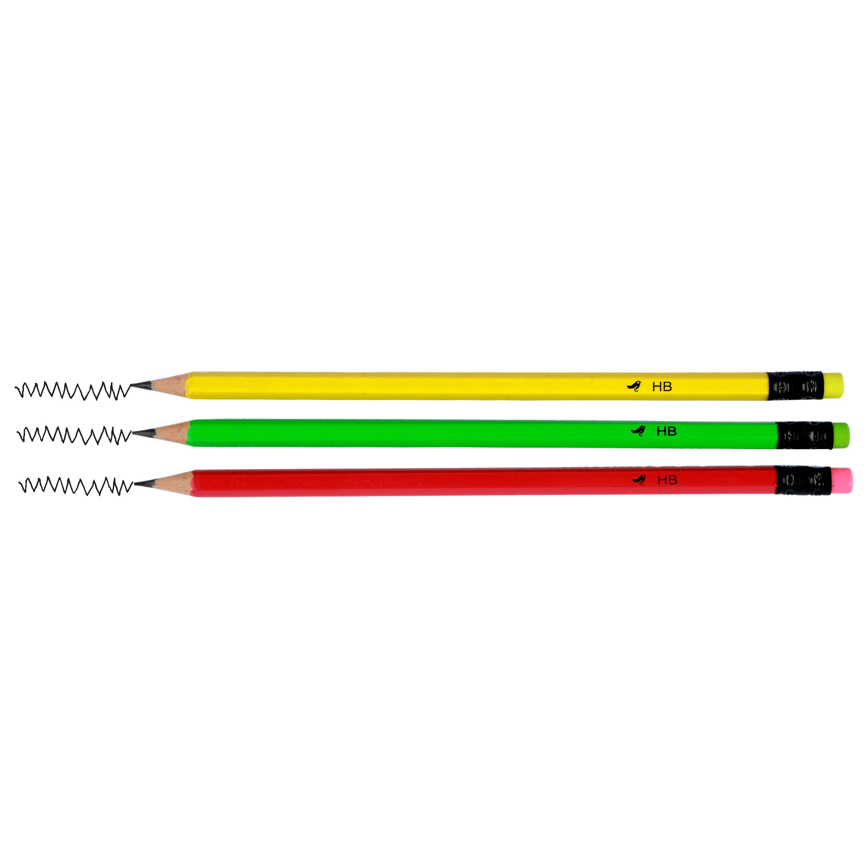 Voir la diapositive 3 : AUCHAN Lot de 3 Crayons Graphite Néon HB Bout de gomme