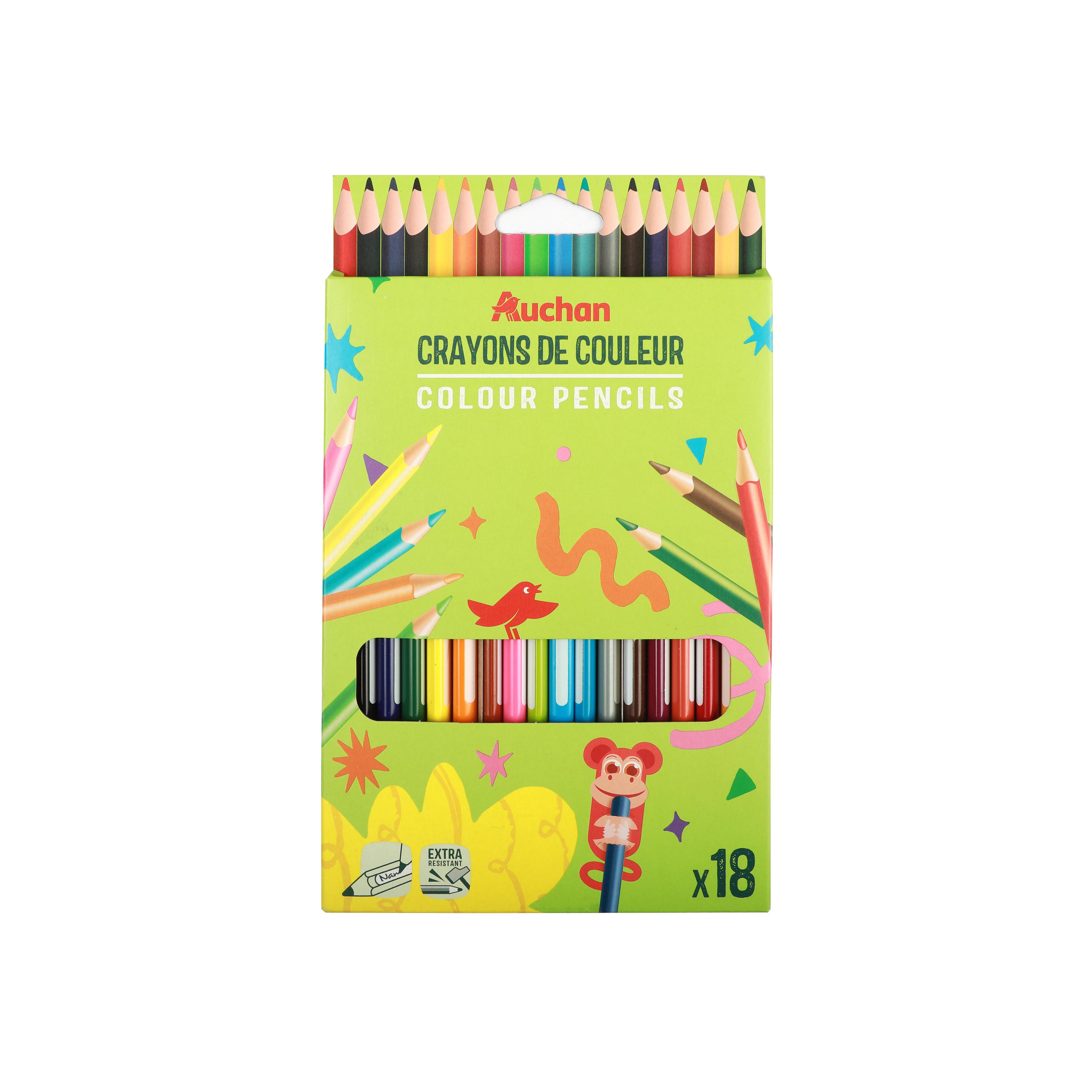 AUCHAN Pochette de 18 crayons de couleurs 18cm Nominatif Plastique
