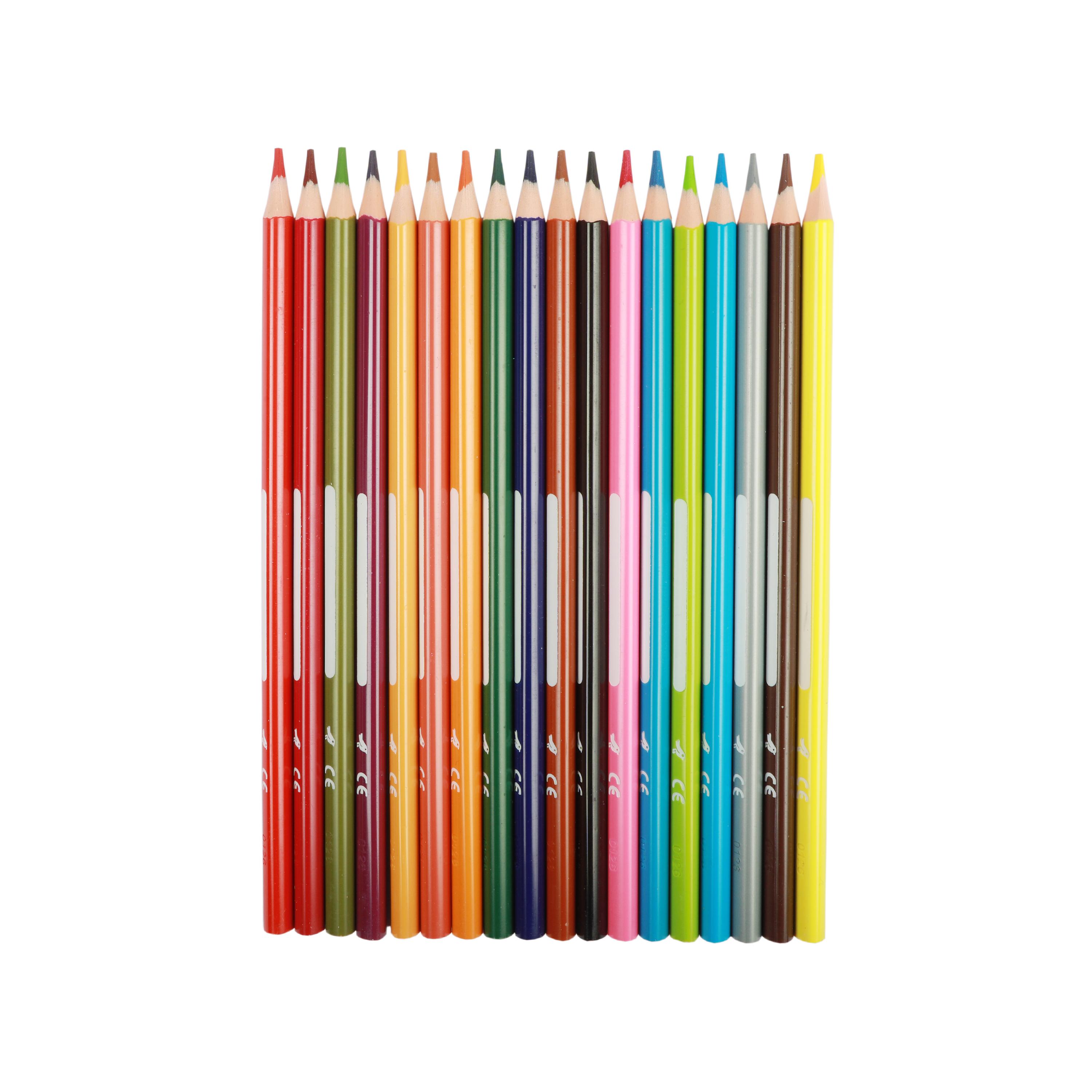 Voir la diapositive 2 : AUCHAN Pochette de 18 crayons de couleurs 18cm Nominatif Plastique