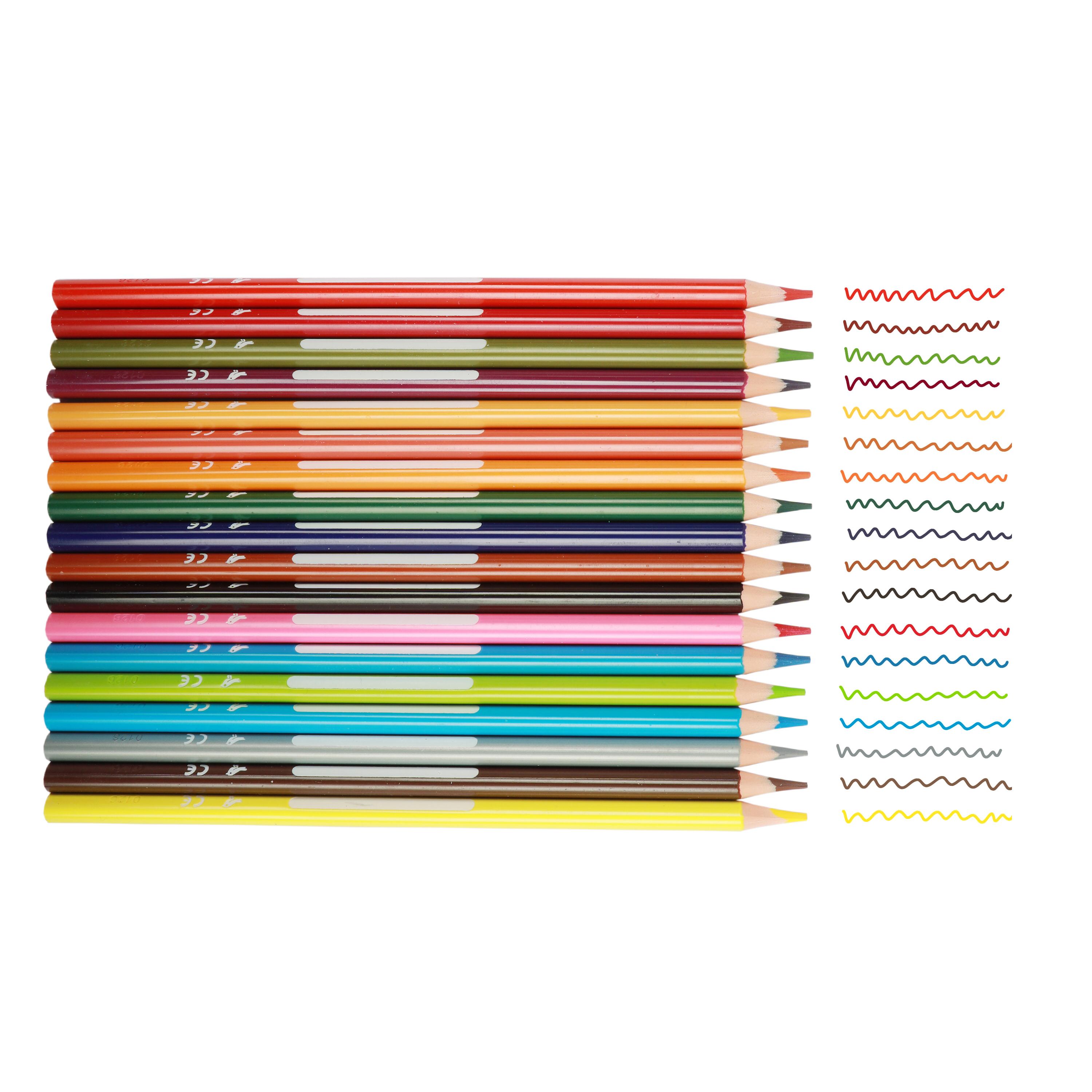 Voir la diapositive 3 : AUCHAN Pochette de 18 crayons de couleurs 18cm Nominatif Plastique