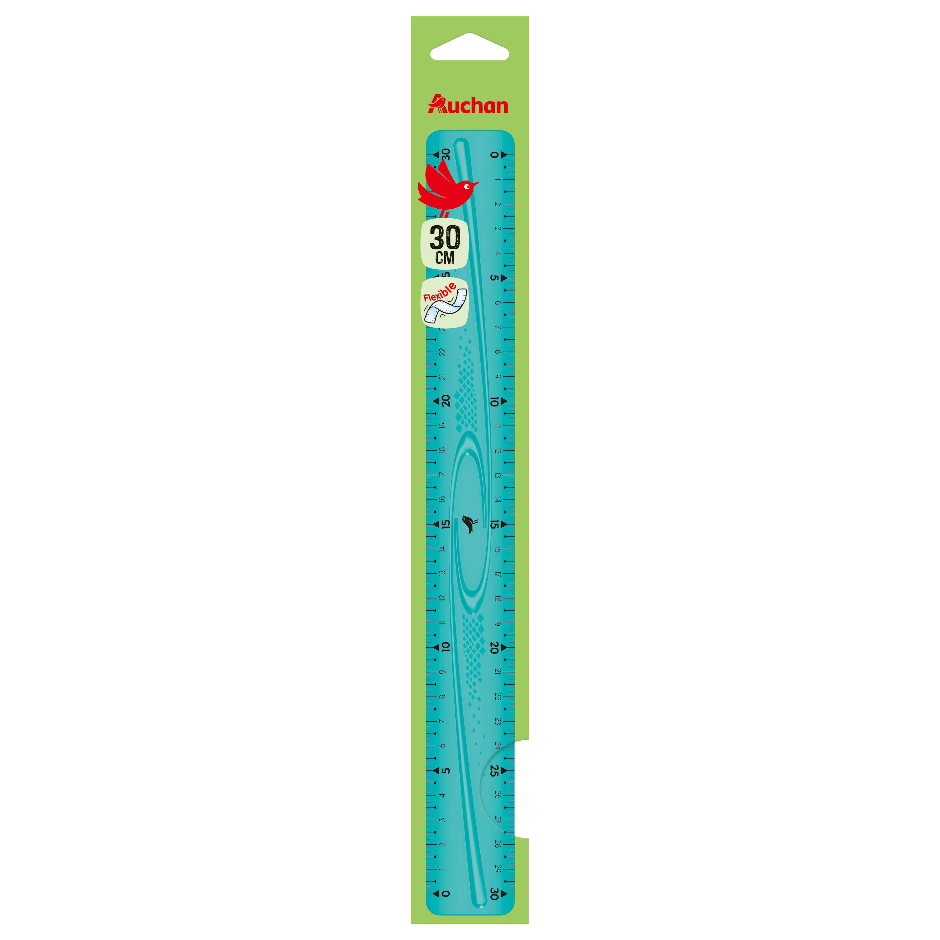 AUCHAN Règle Plate 30cm Flexible - Bleu