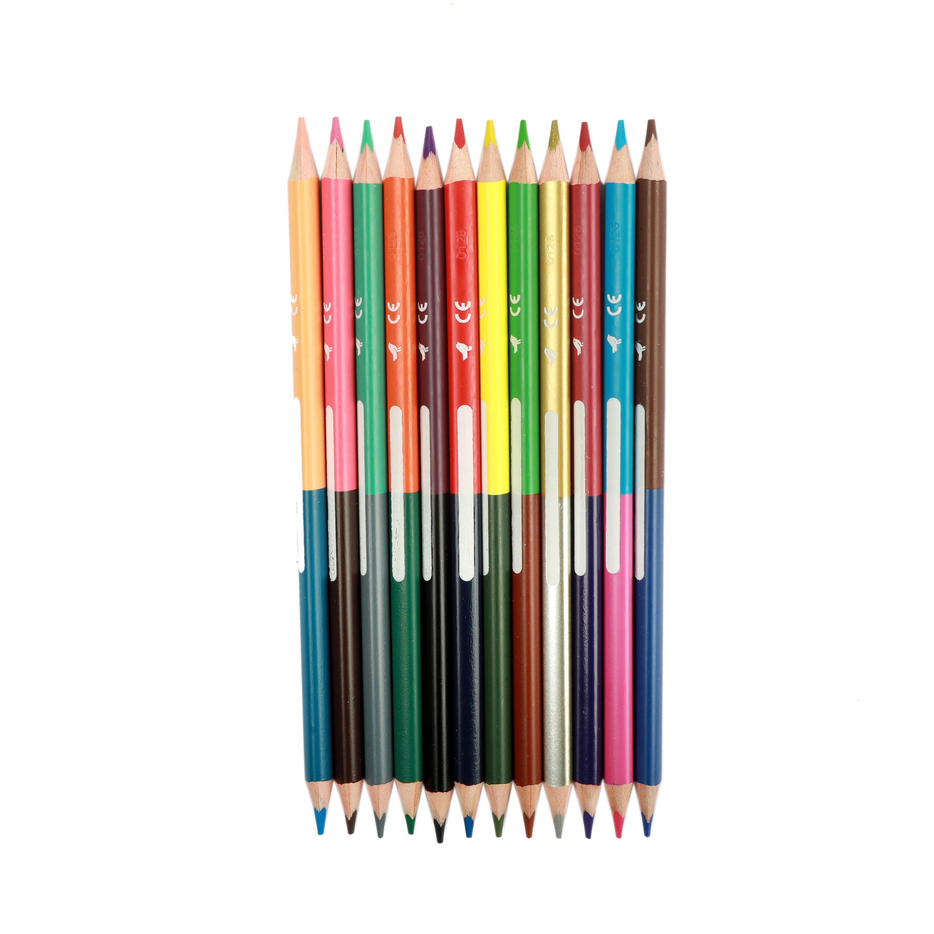 Voir la diapositive 2 : AUCHAN Pochette de 12 crayons de couleurs Bi-Pointe
