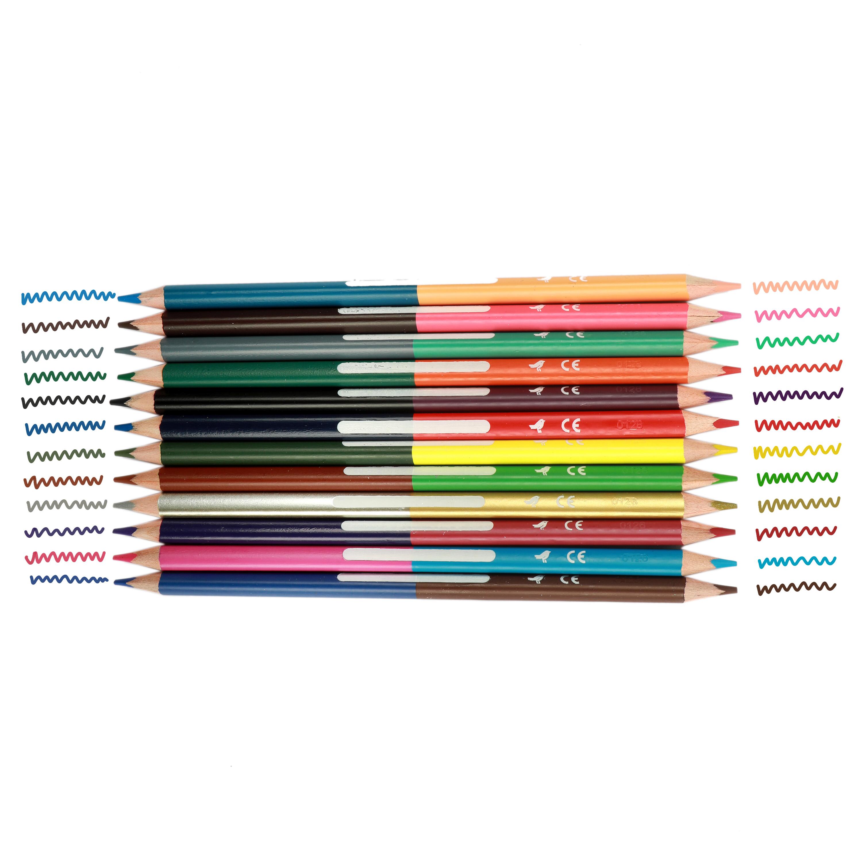 Voir la diapositive 3 : AUCHAN Pochette de 12 crayons de couleurs Bi-Pointe