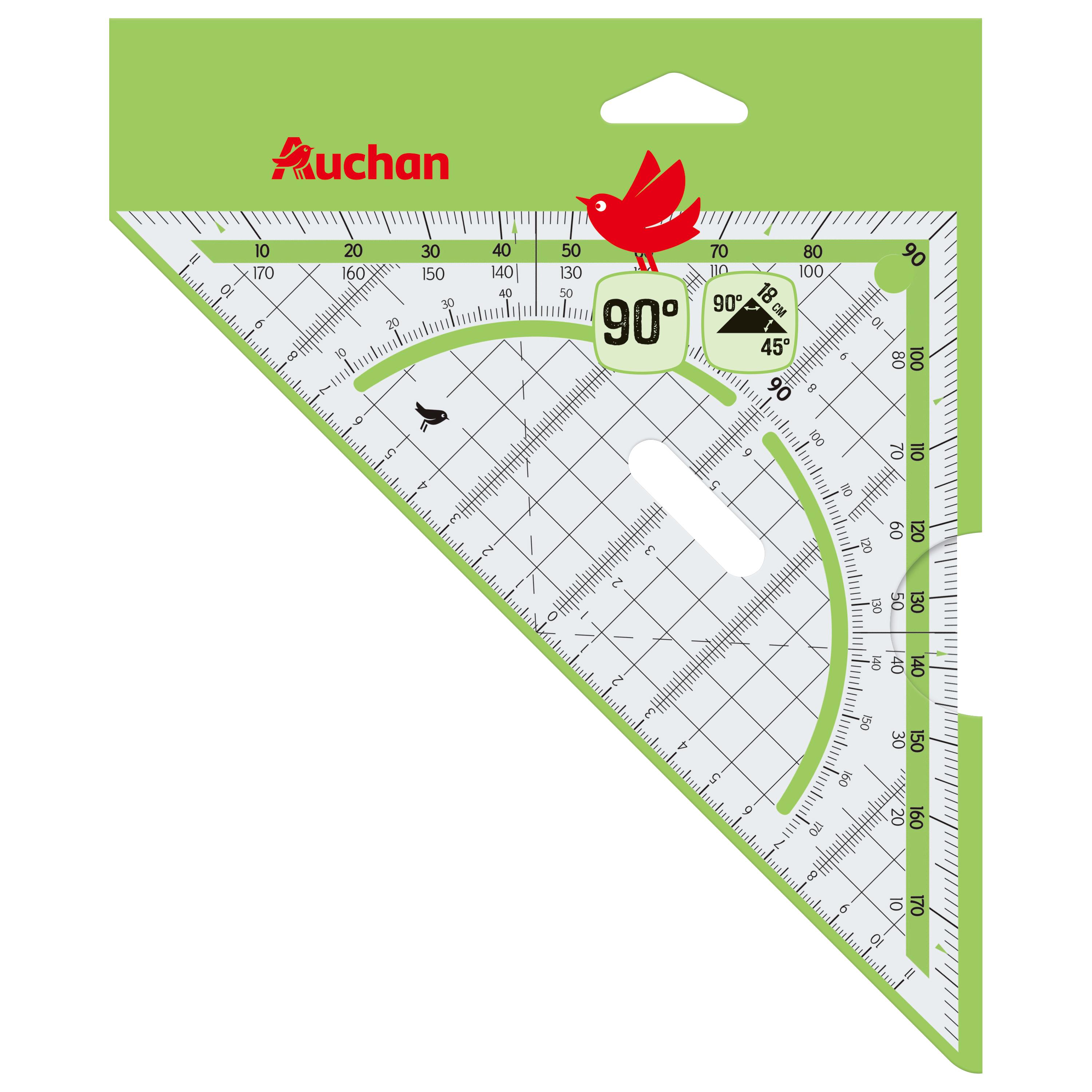 AUCHAN Équerre géométrique avec rapporteur inclus
