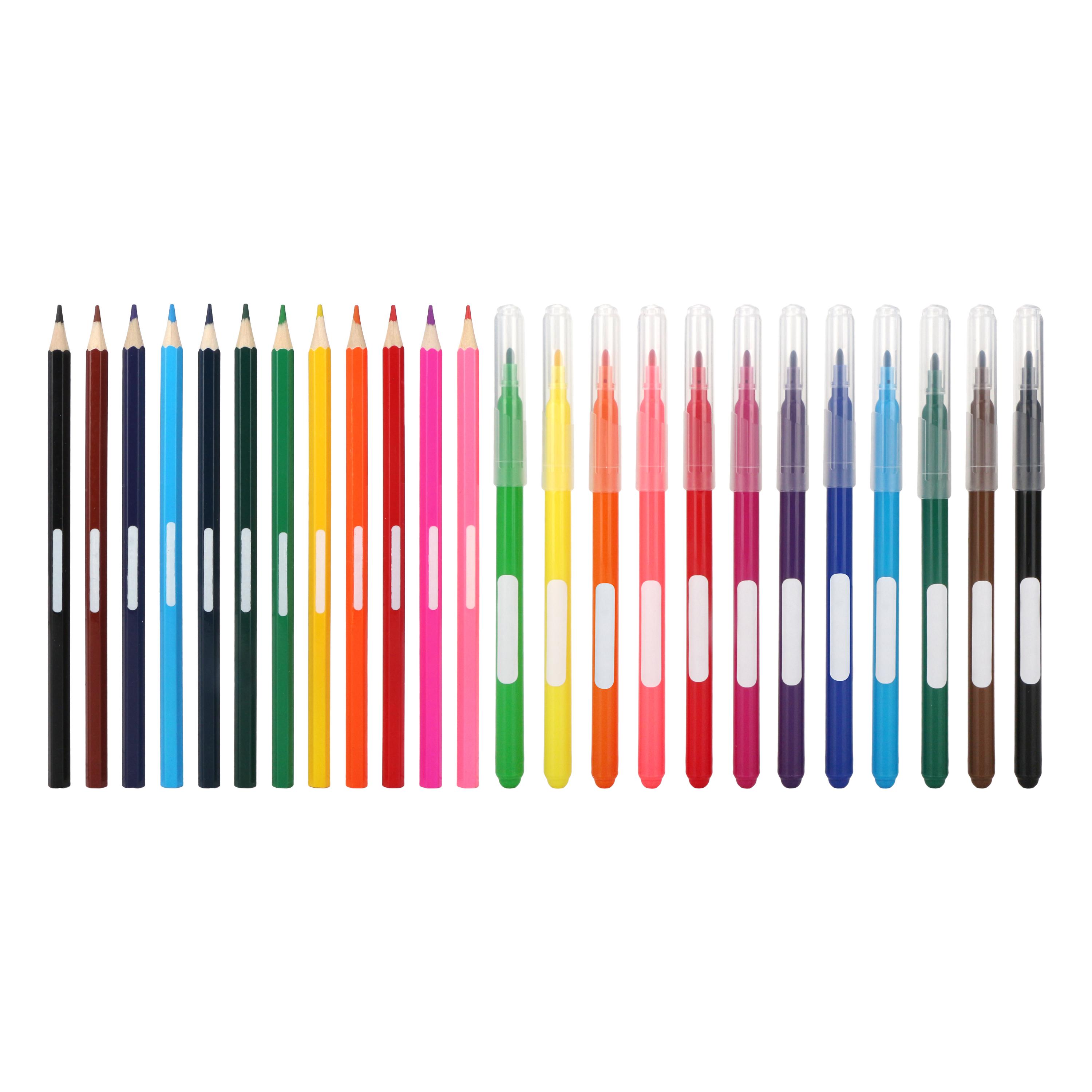 Voir la diapositive 2 : AUCHAN Pochette de 12 crayons de couleur+12 feutres de coloriage