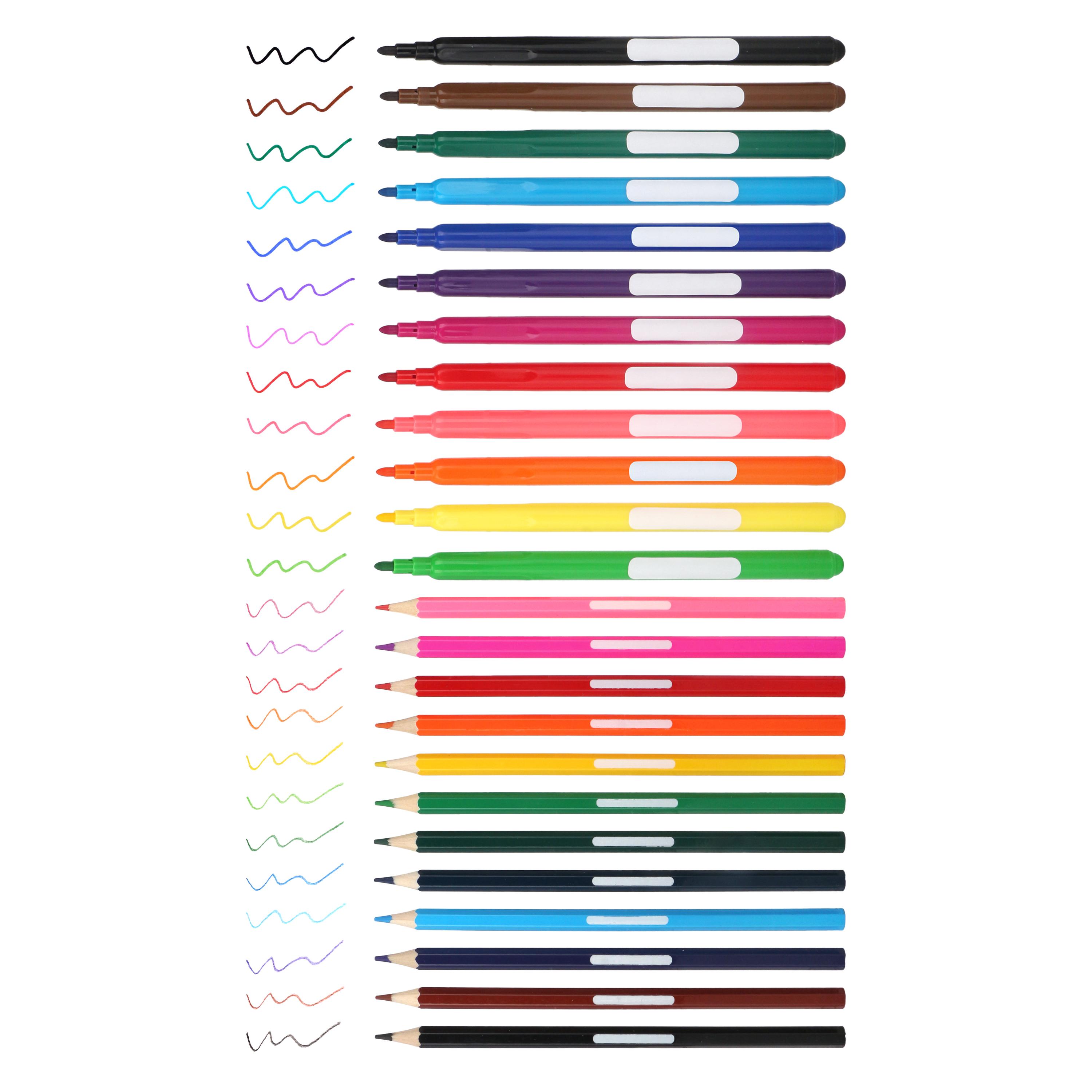 Voir la diapositive 3 : AUCHAN Pochette de 12 crayons de couleur+12 feutres de coloriage