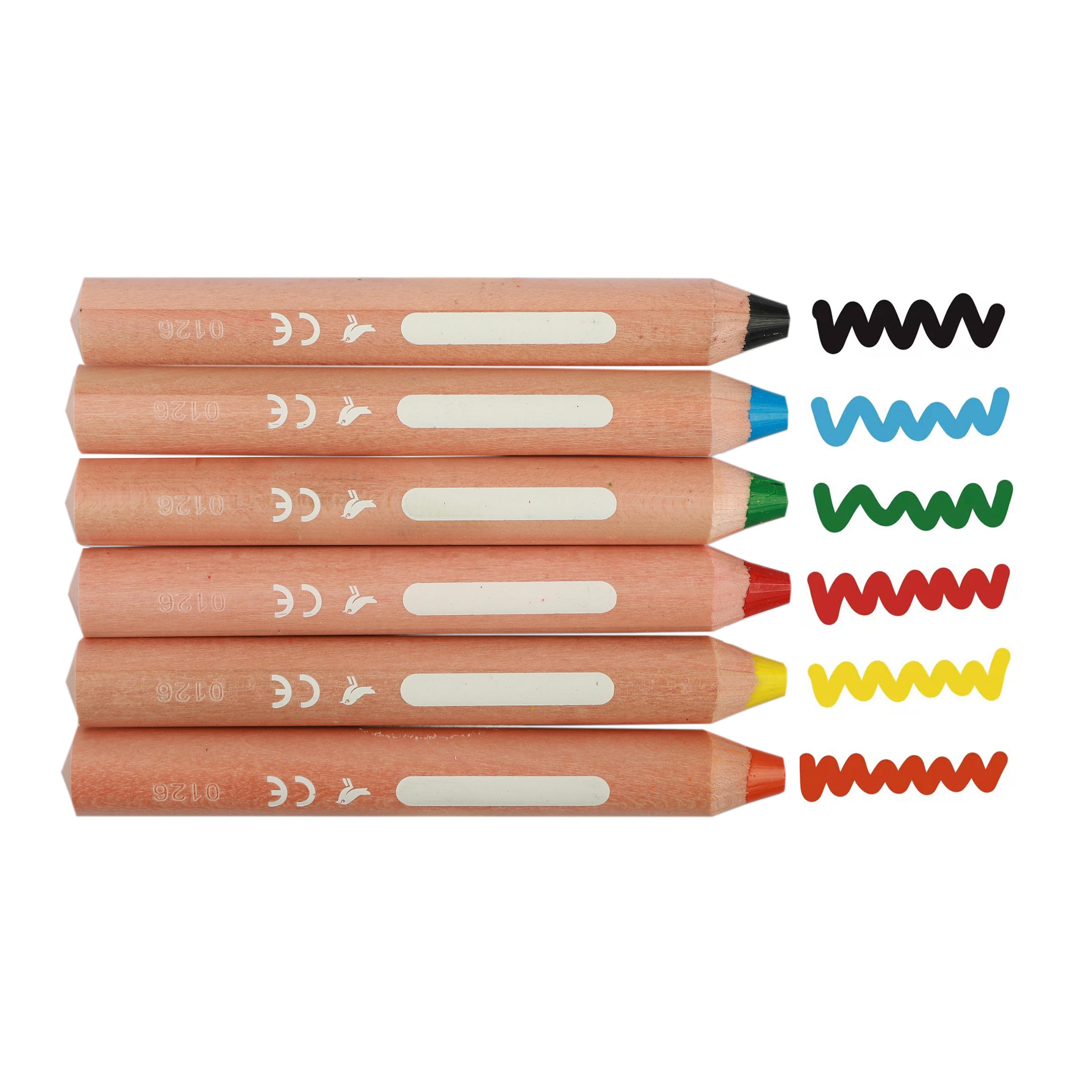 Voir la diapositive 3 : AUCHAN Pochette de 6 crayons multisurface+Taille crayon inclus