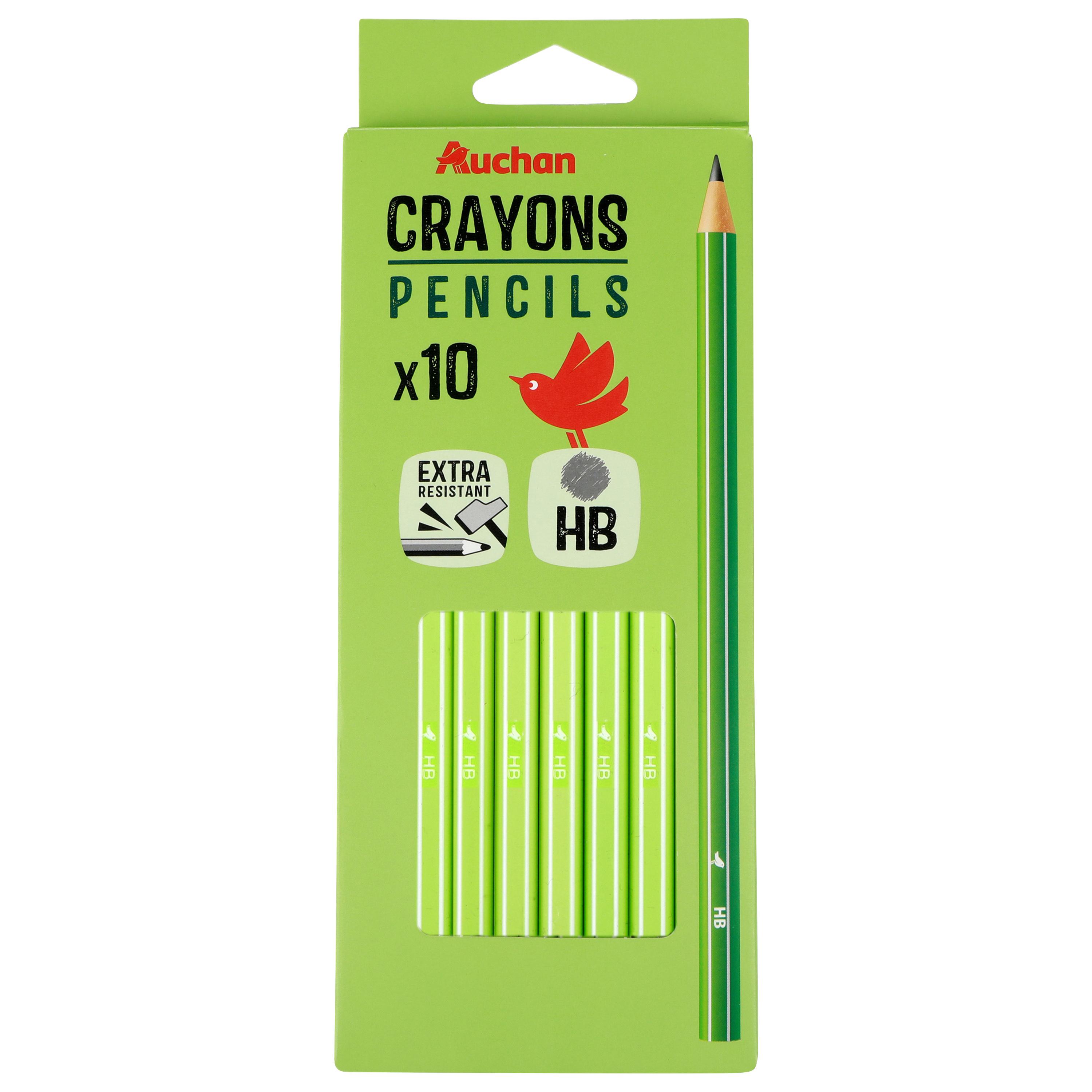 AUCHAN Lot de 10 Crayons Graphites HB - Plastique