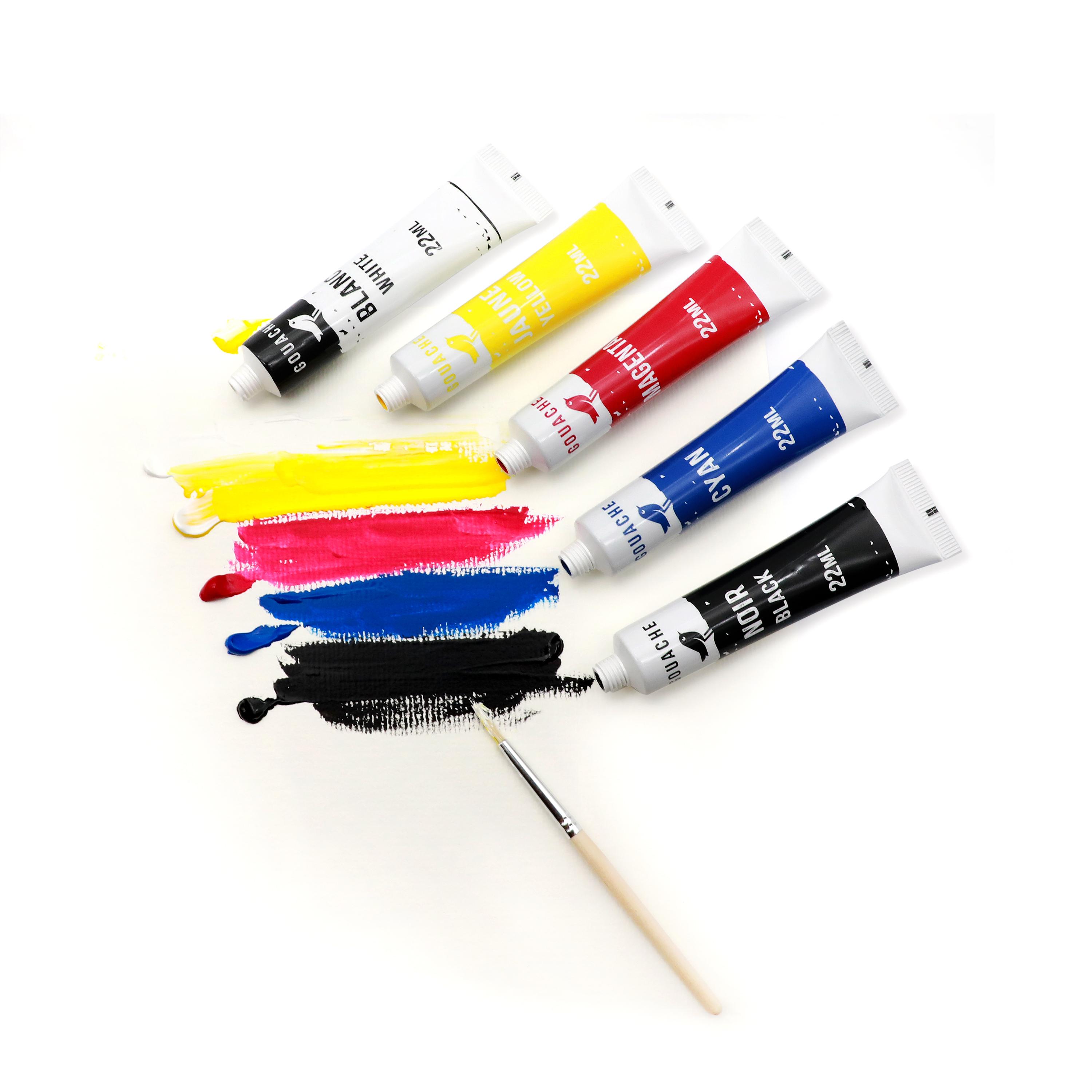 Voir la diapositive 3 : AUCHAN Tubes de gouache x5 22ml - Couleurs primaires+Brosse