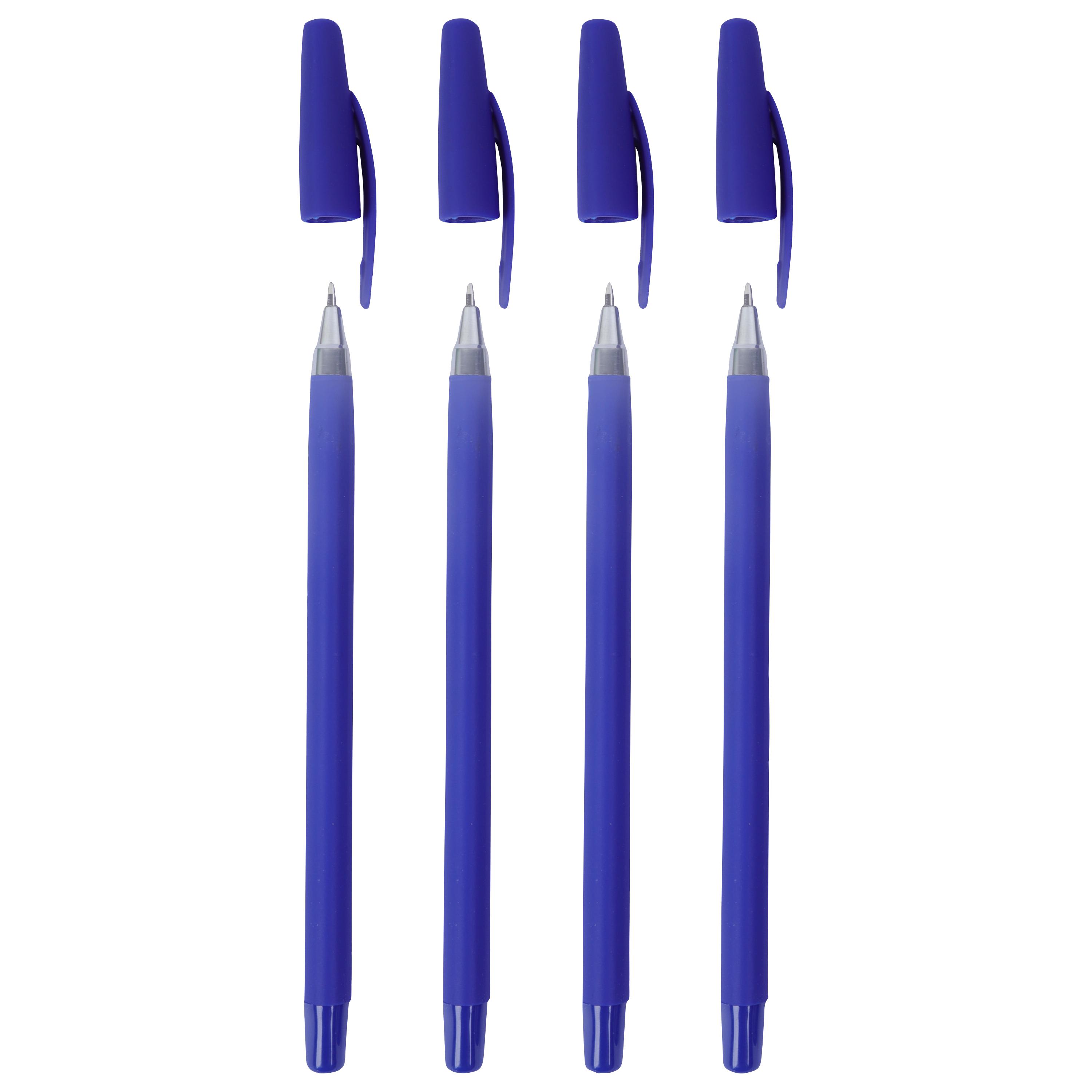 Voir la diapositive 3 : AUCHAN Stylos Billes x4 à Capuchon Écriture Douce
