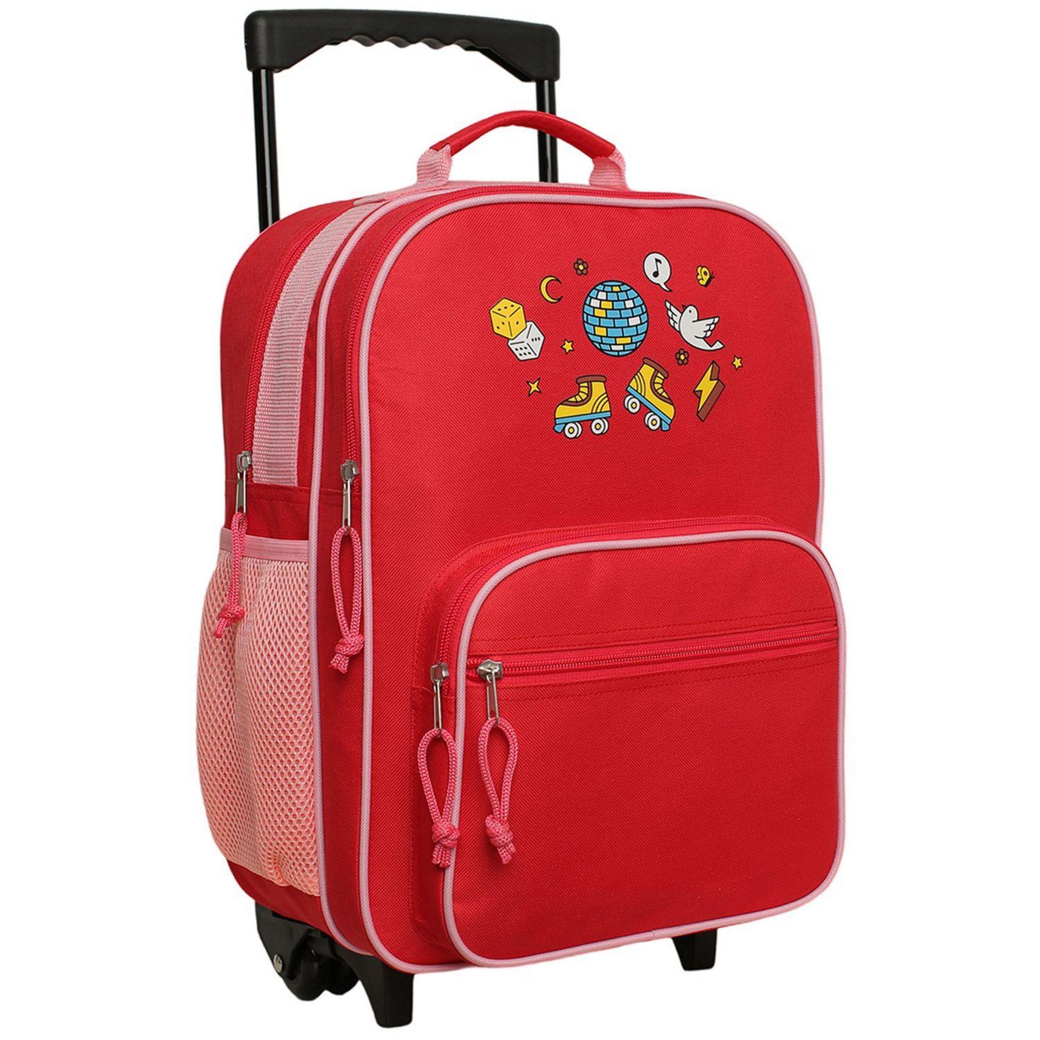 Voir la diapositive 2 : Sac à Dos à roulettes Multipoche - Rouge/Rose