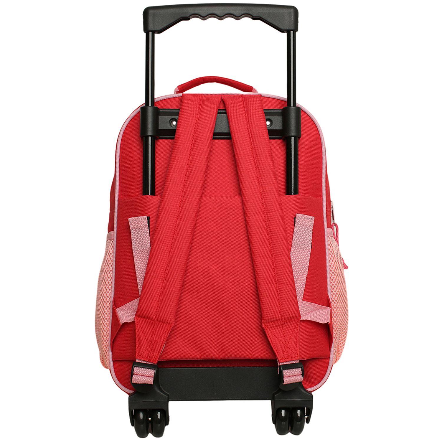 Voir la diapositive 3 : Sac à Dos à roulettes Multipoche - Rouge/Rose