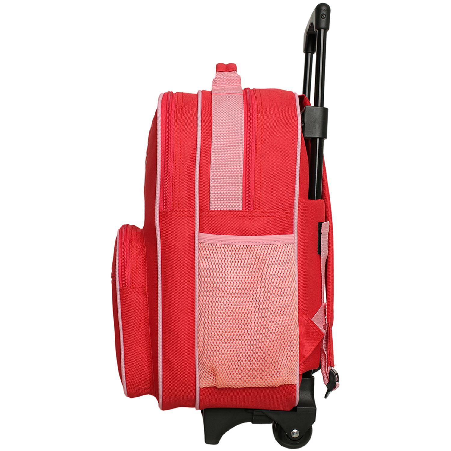 Voir la diapositive 4 : Sac à Dos à roulettes Multipoche - Rouge/Rose